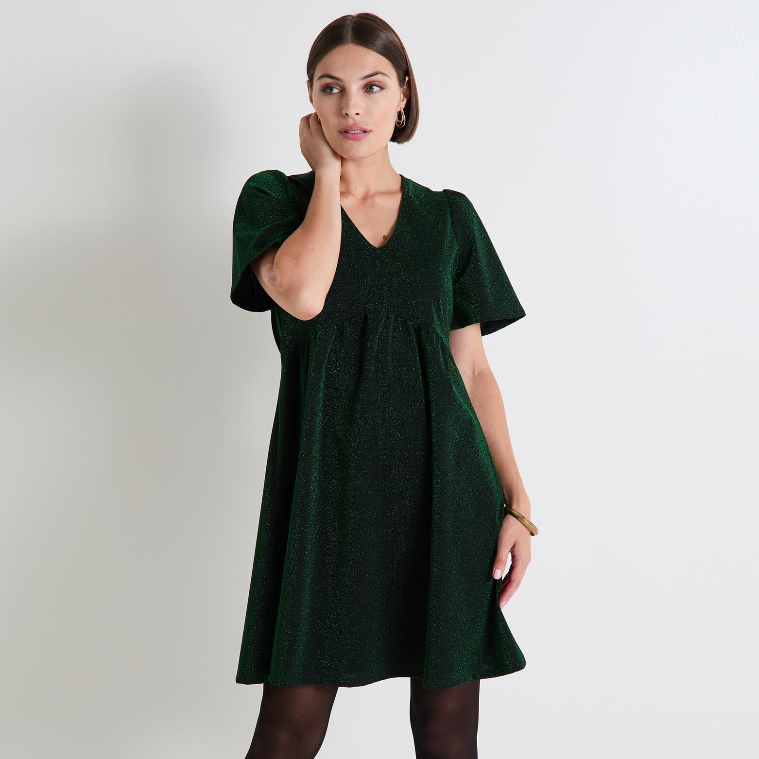 Robe maille manches courtes femme