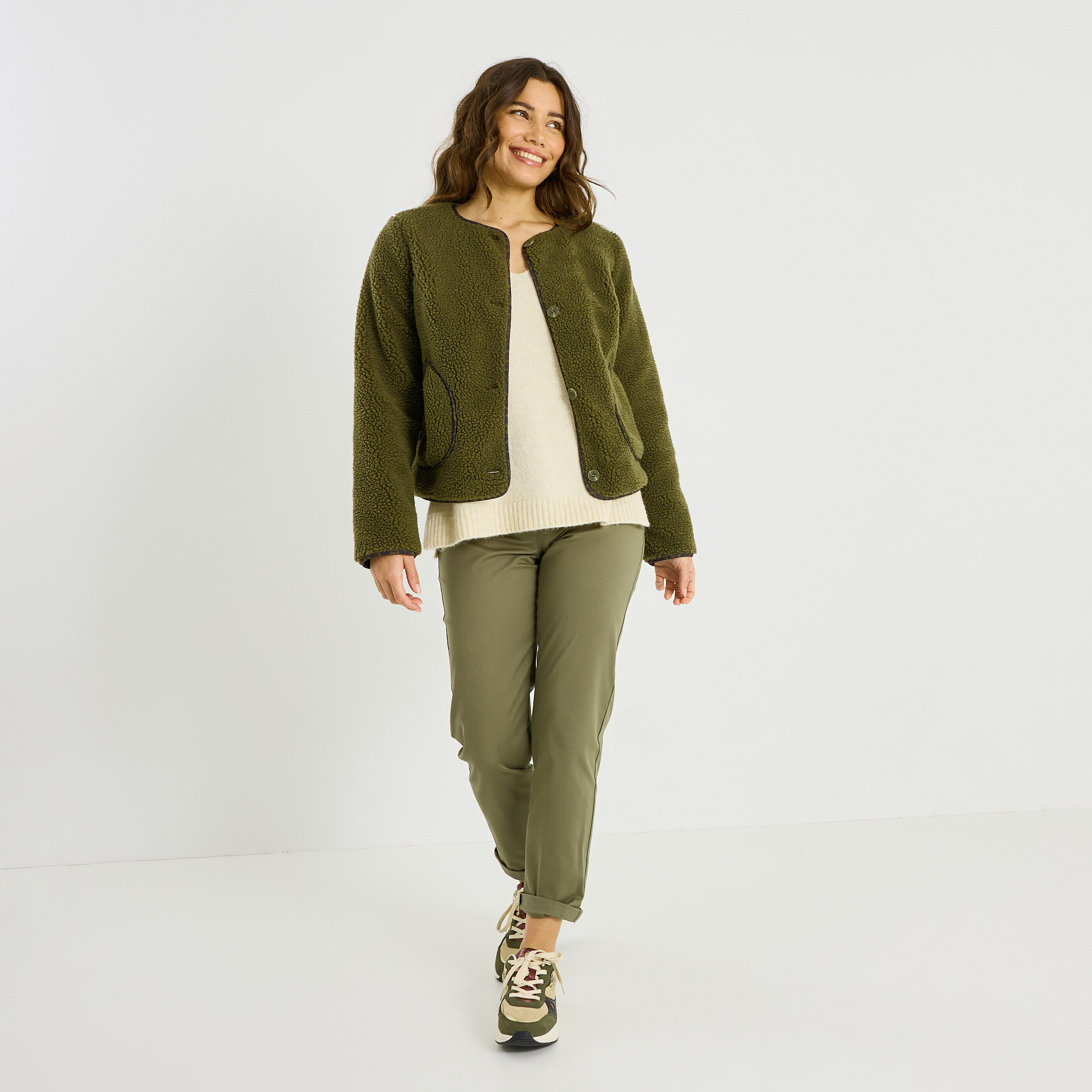 Pantalon chino uni femme