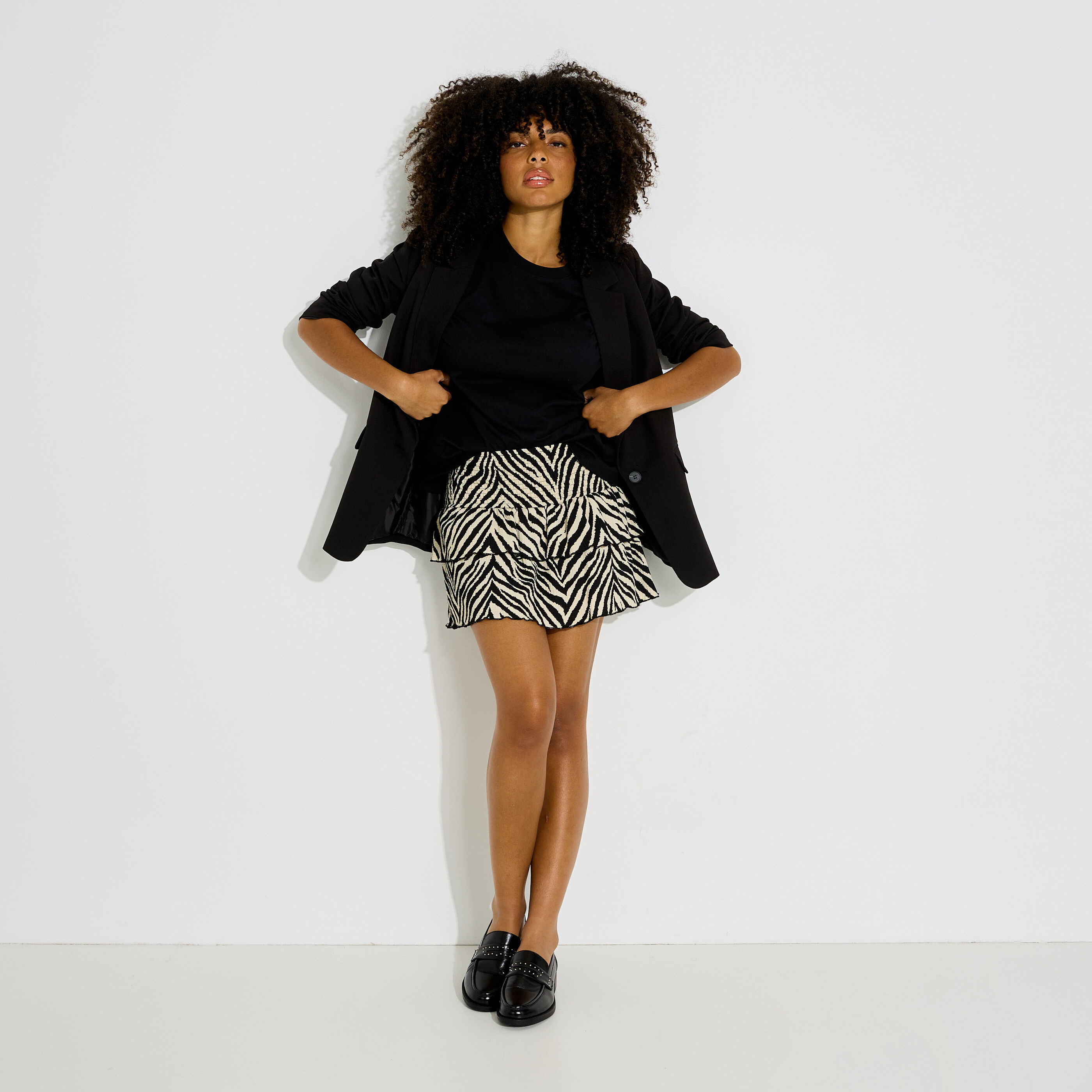 Jupe-short courte imprim&eacute; z&eacute;br&eacute;