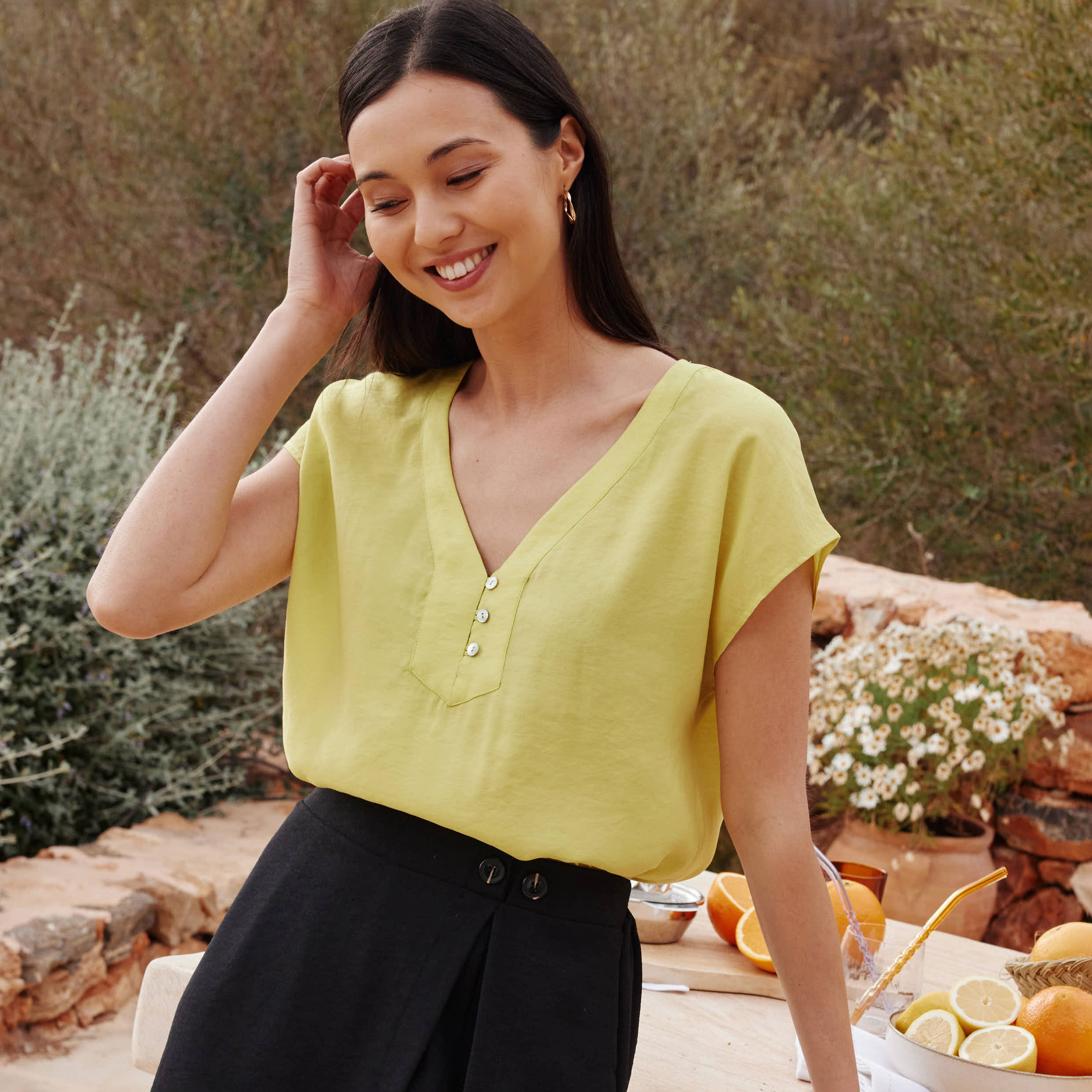 Blouse unie femme VERT CLAIR Graindemalice