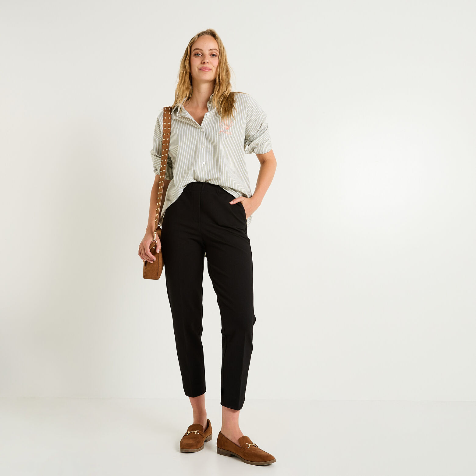 Pantalon cigarette en maille femme