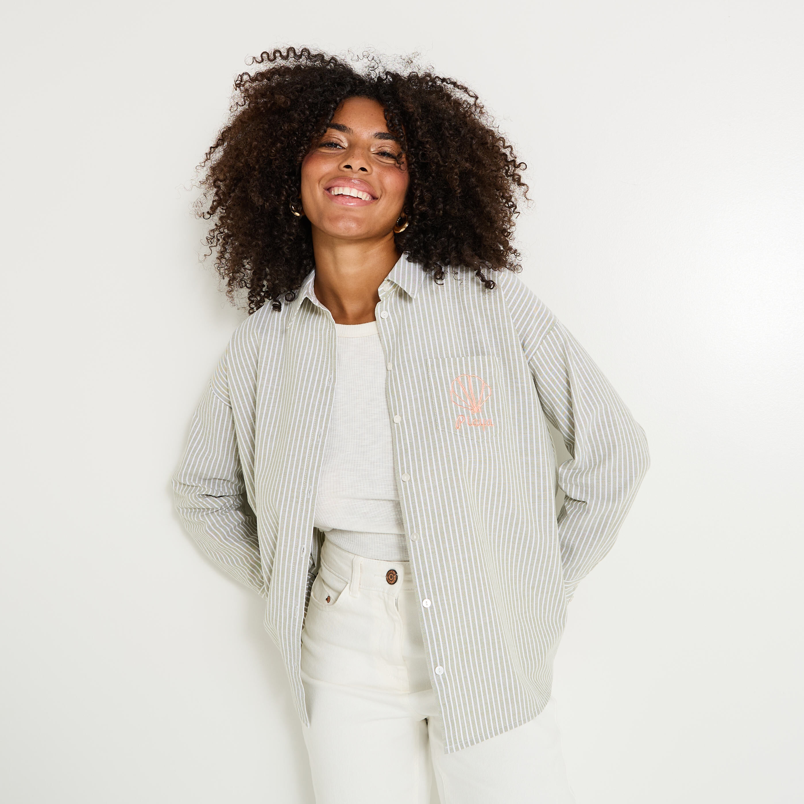 Chemise oversize ray&eacute;e femme