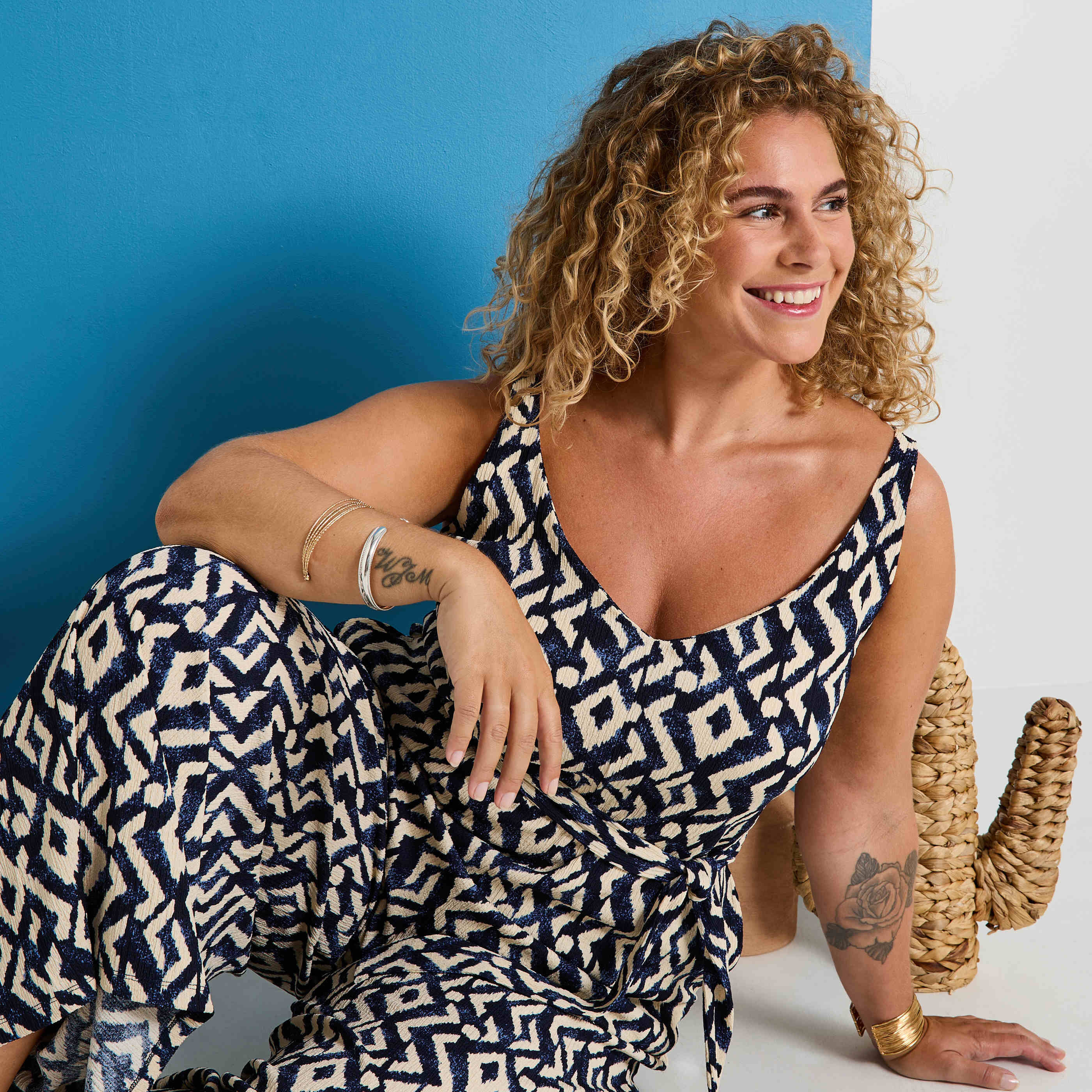 Combinaison en maille imprim&eacute;e femme