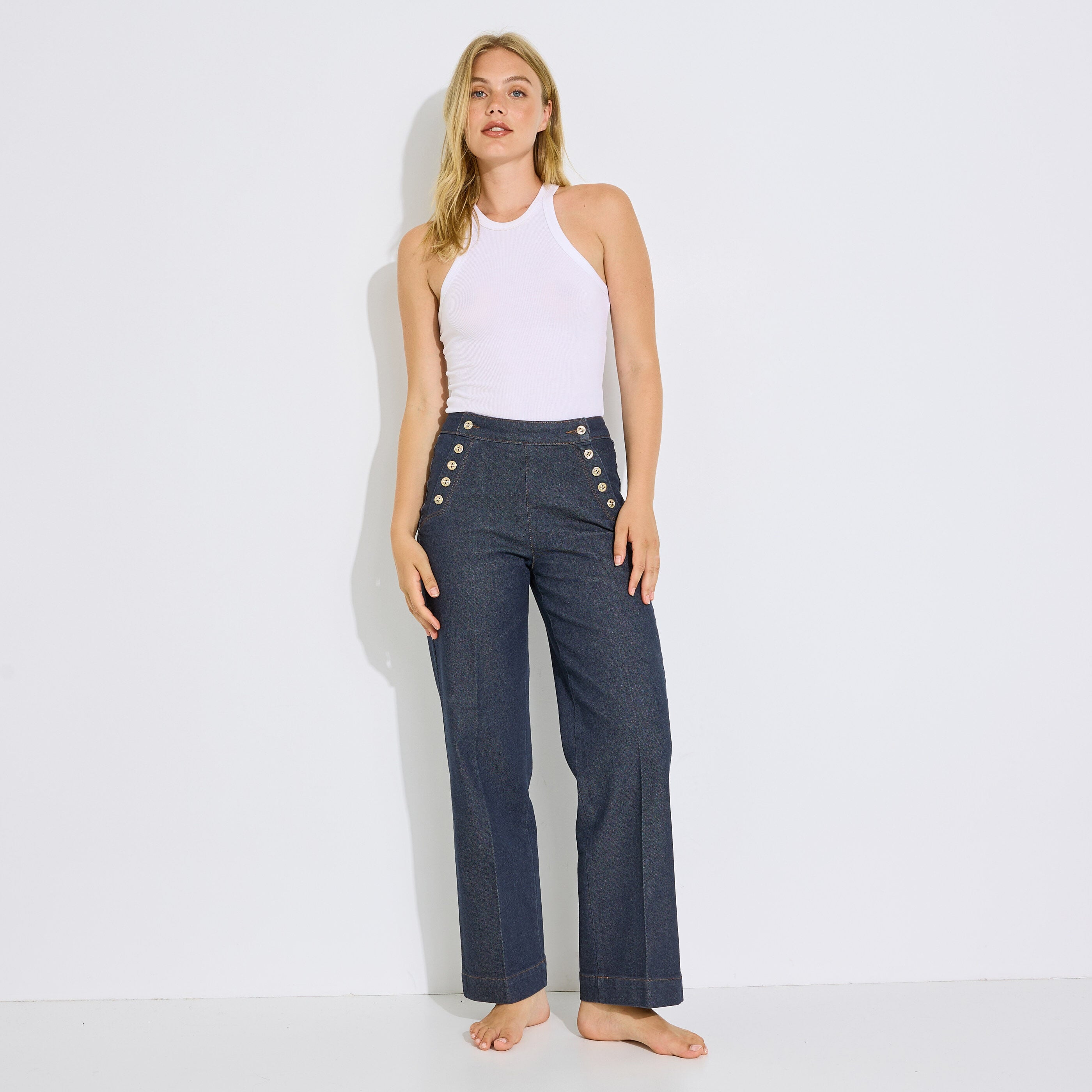 Jean flare &agrave; pont POMPON F02 femme.