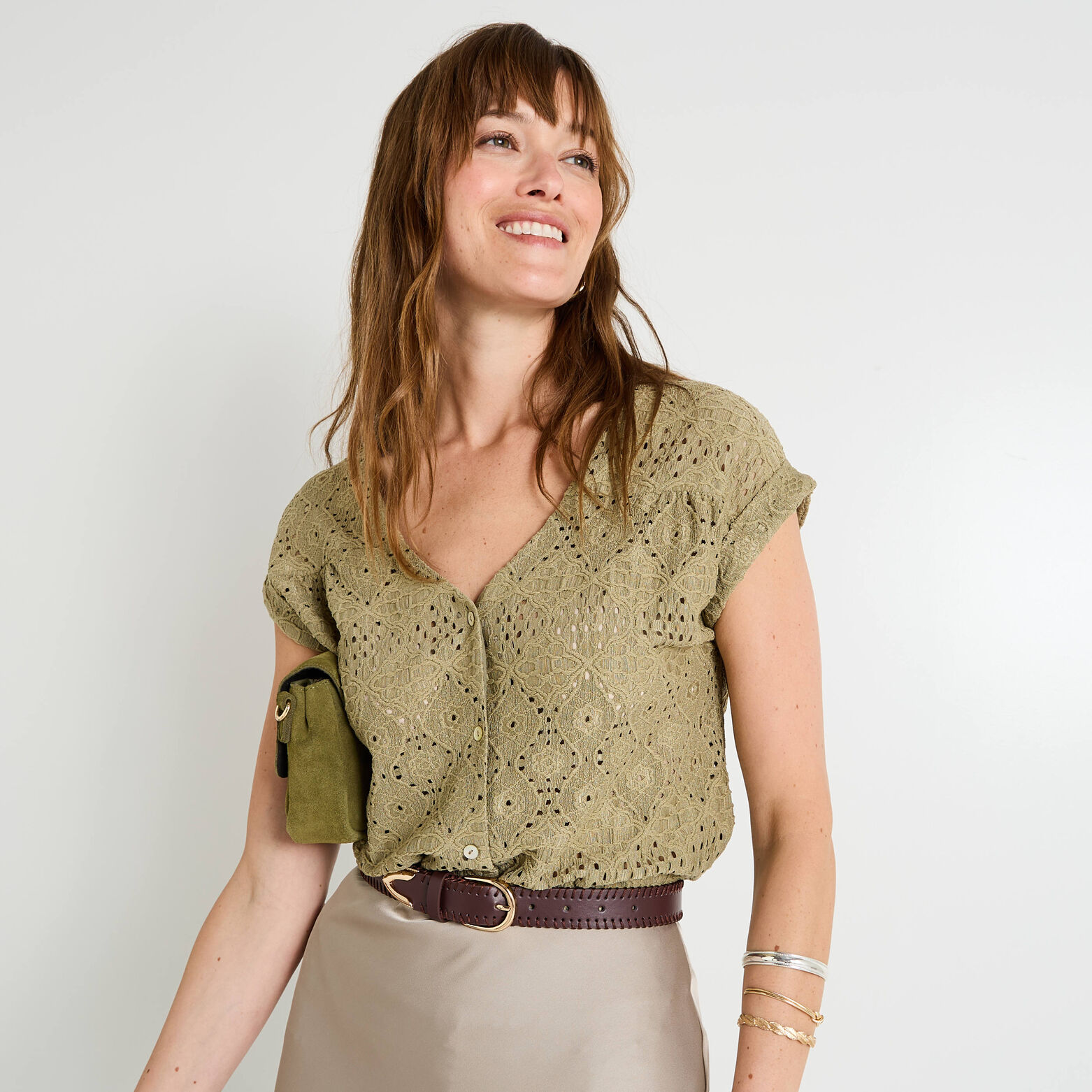 T-shirt col V femme