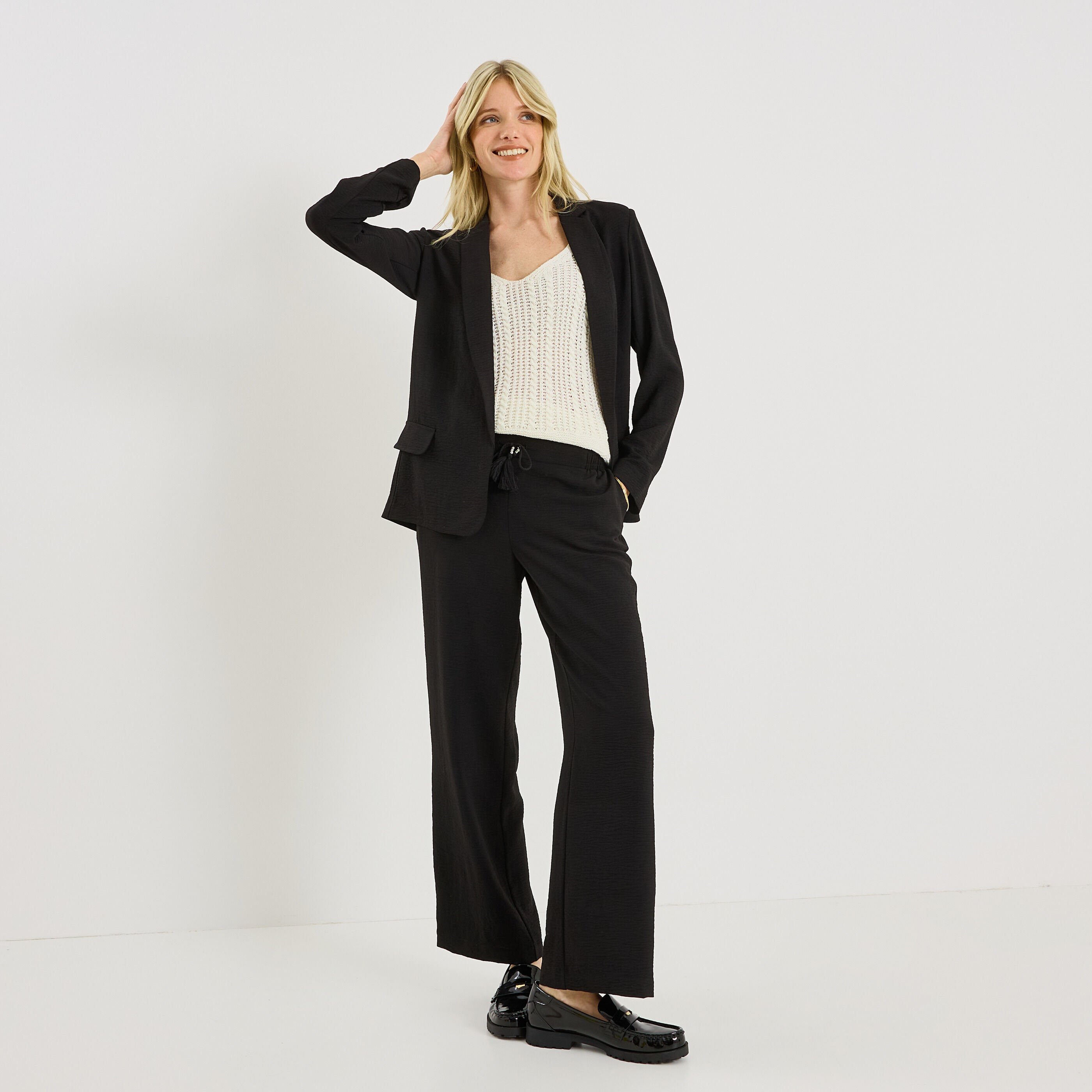 Veste fluide &agrave; col tailleur femme