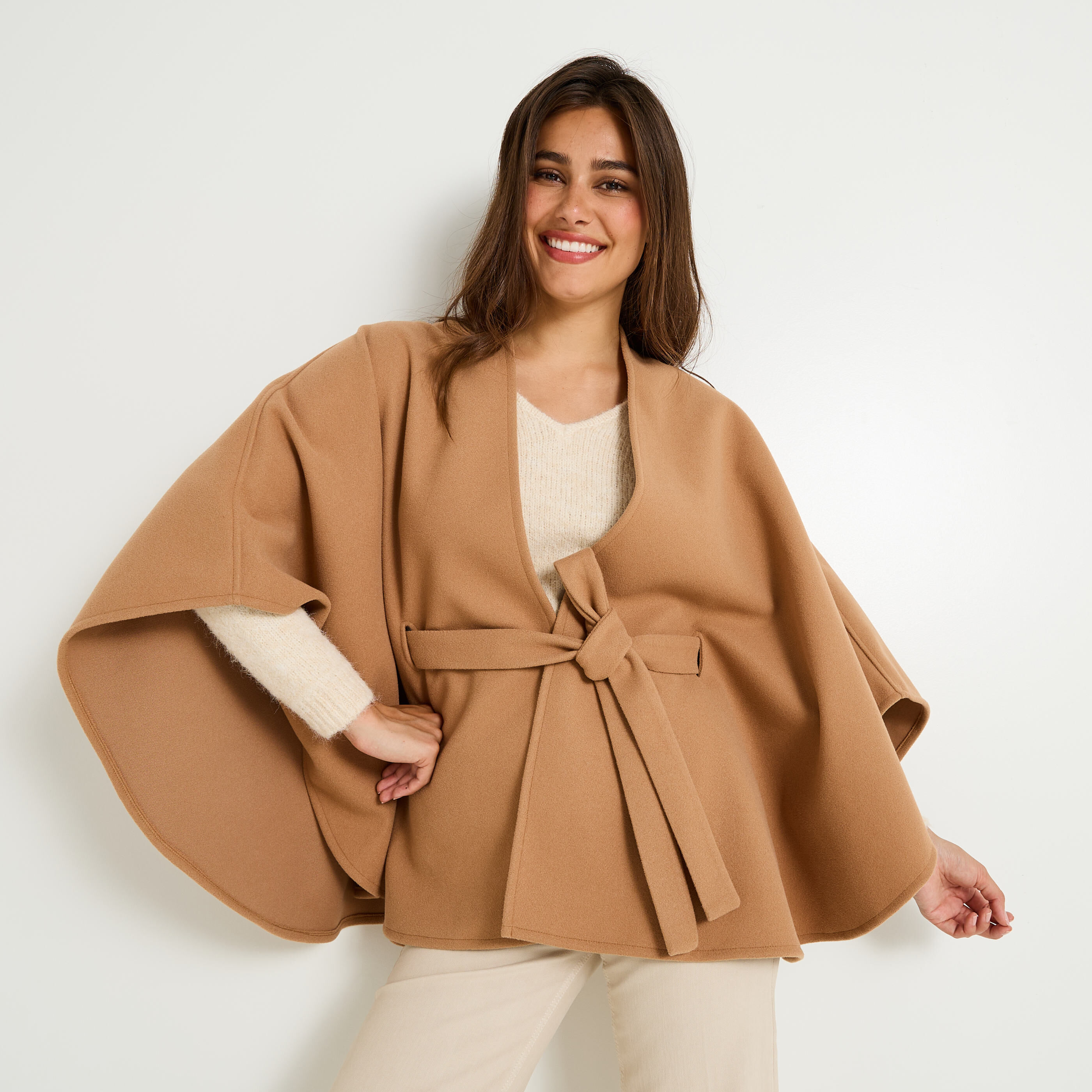 Poncho cape avec ceinture