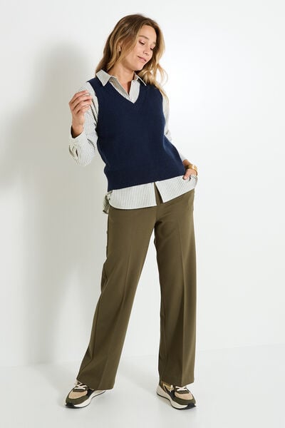 Pantalon large en maille femme