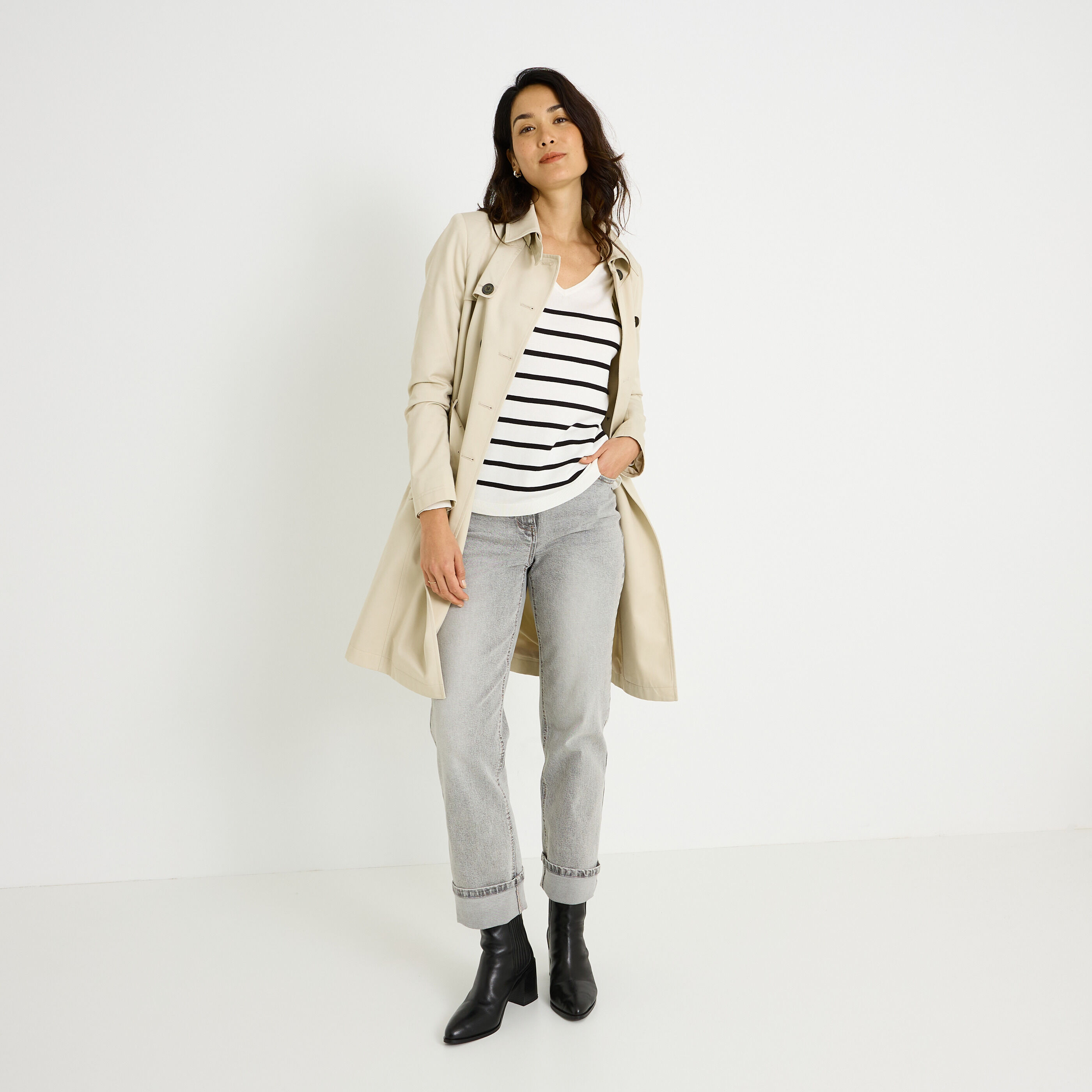 Pull loose &agrave; rayures femme