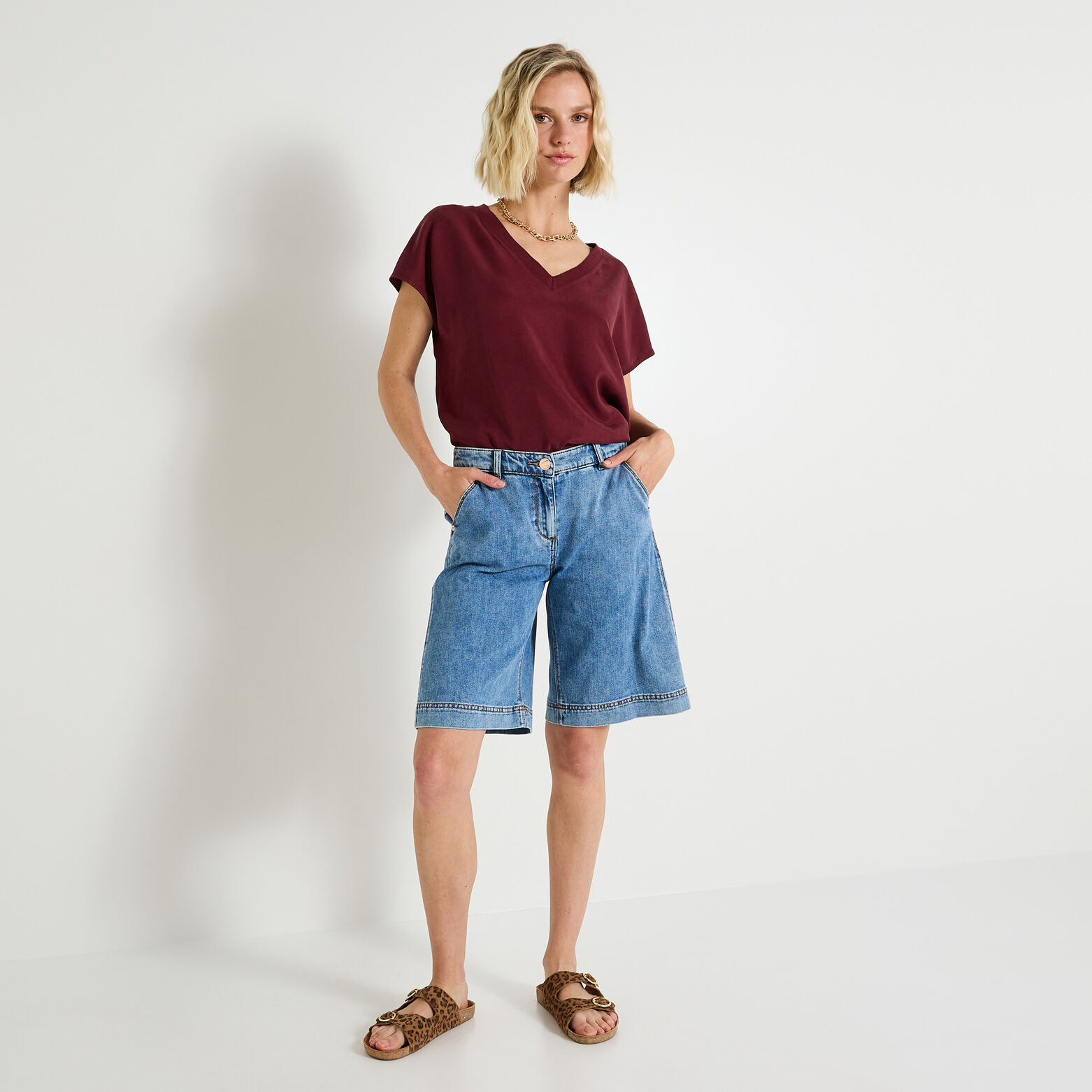 Blouse col V femme
