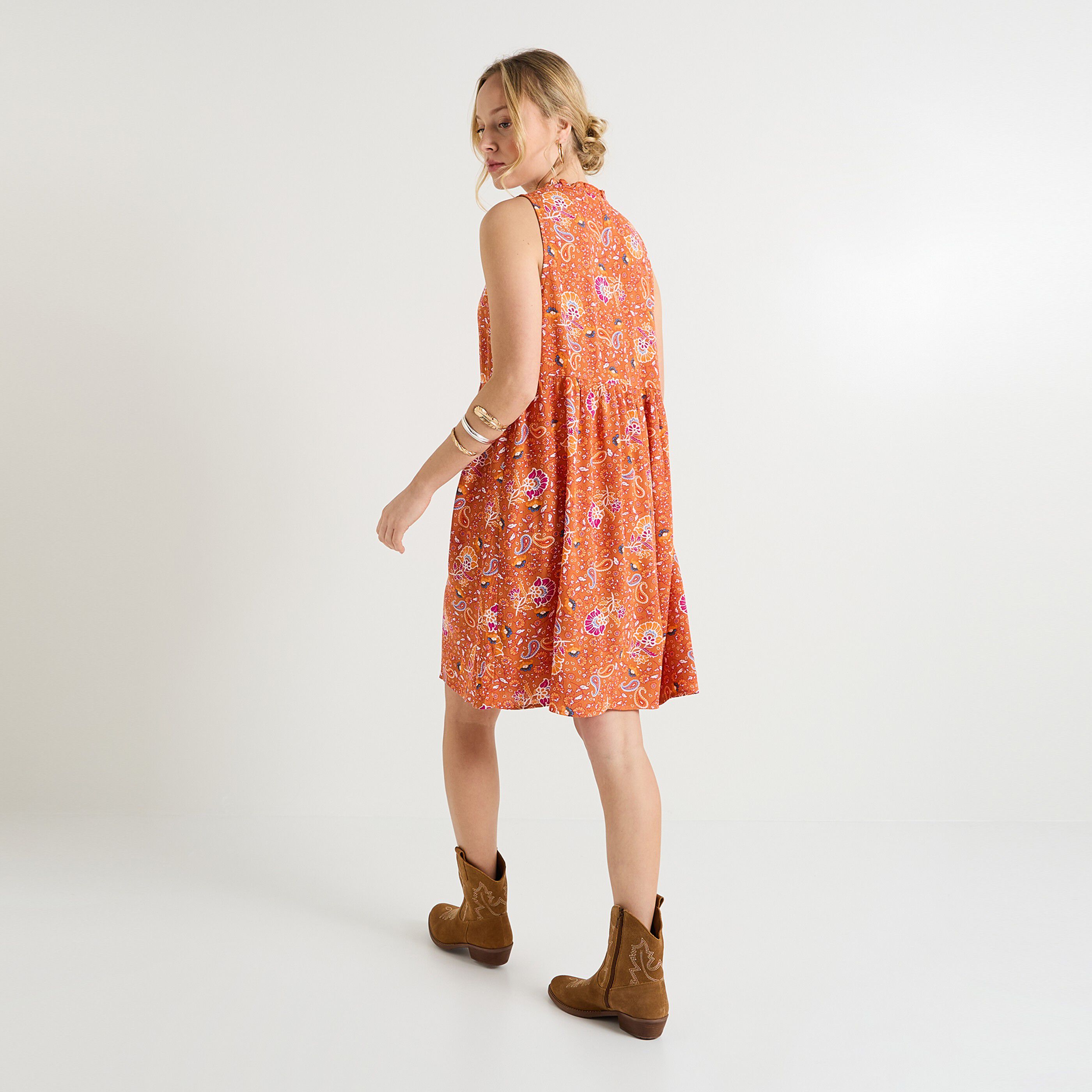 Robe courte imprim&eacute;e femme