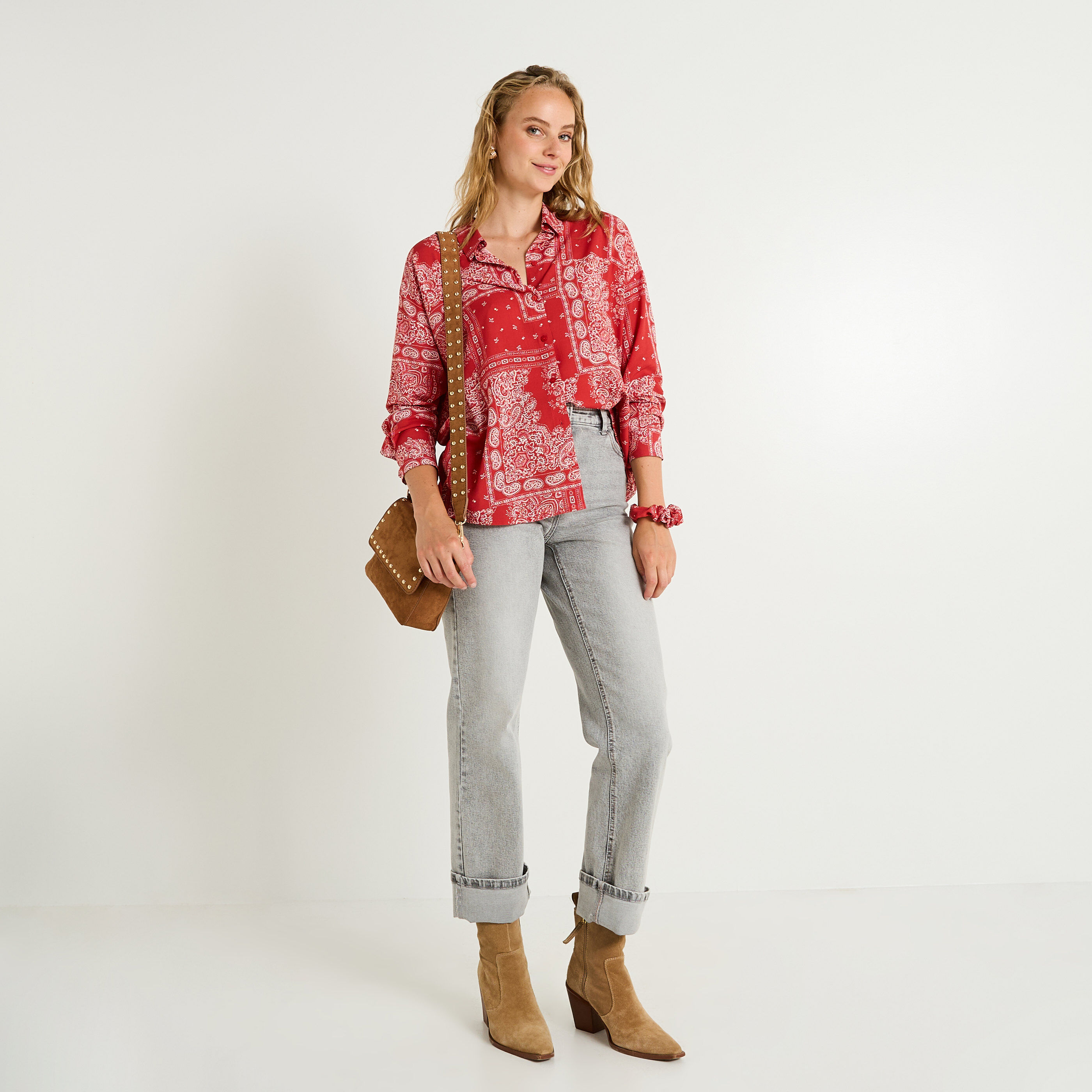 Chemise oversize avec chouchou femme