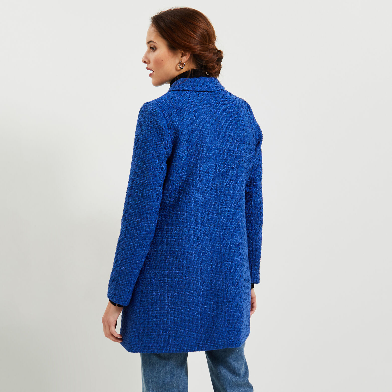 Manteau mi-long en tweed femme