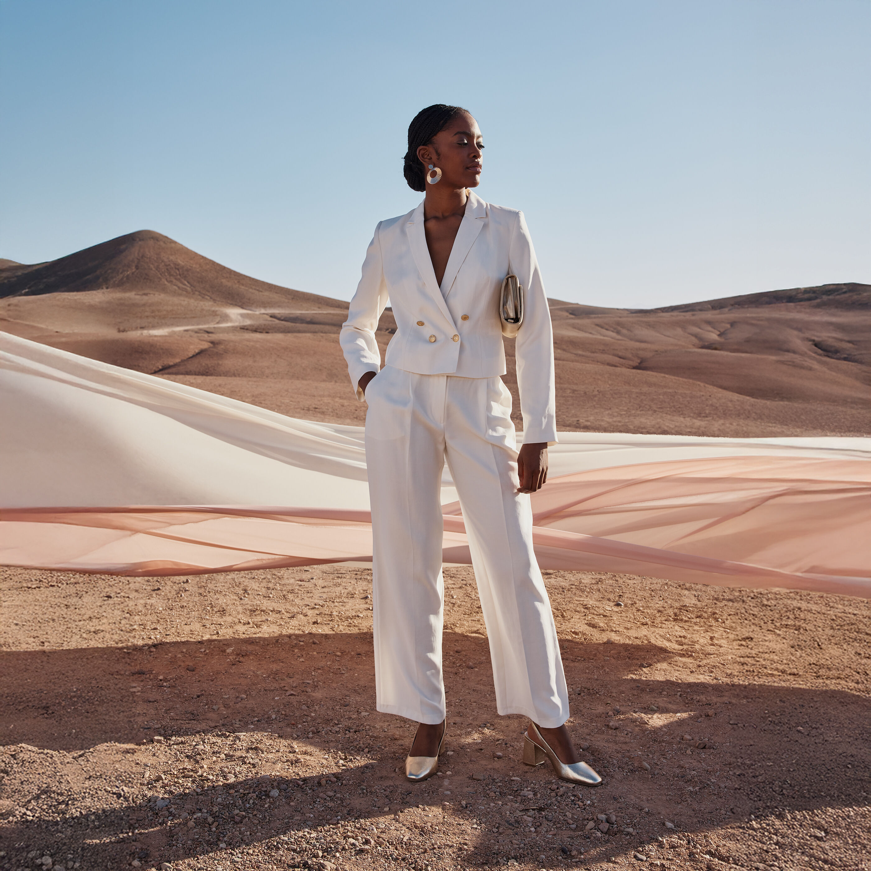 Pantalon large &agrave; pinces femme