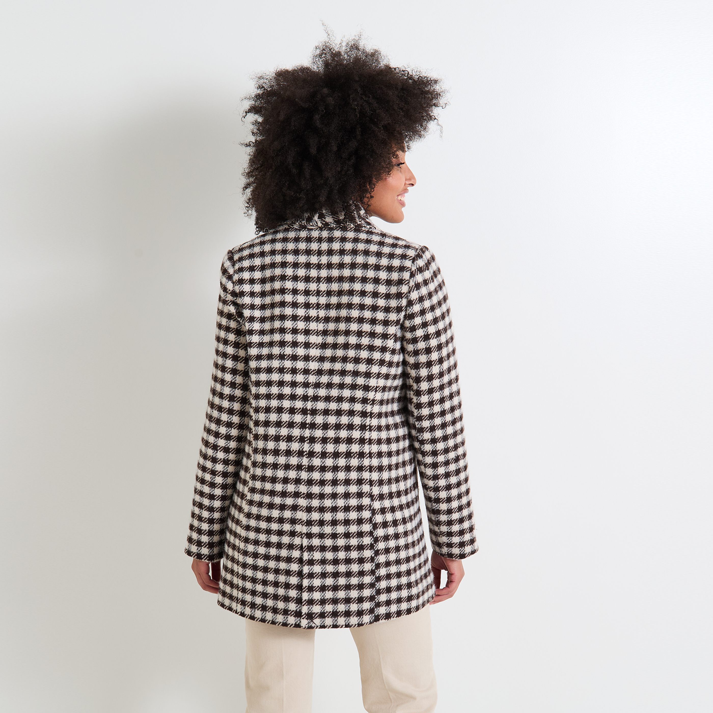 Manteau &agrave; carreaux femme