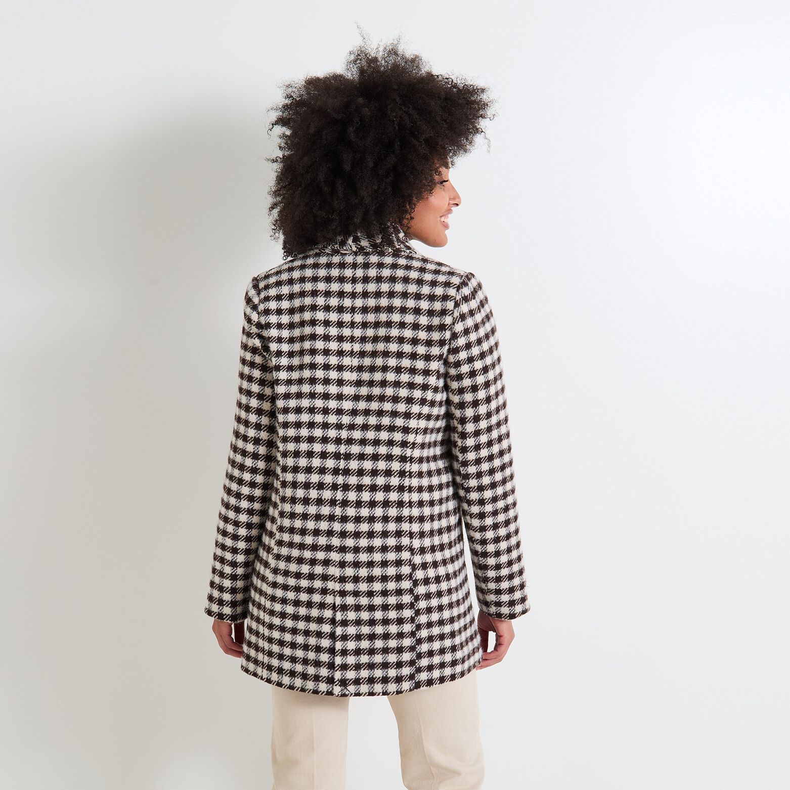 Manteau à carreaux femme