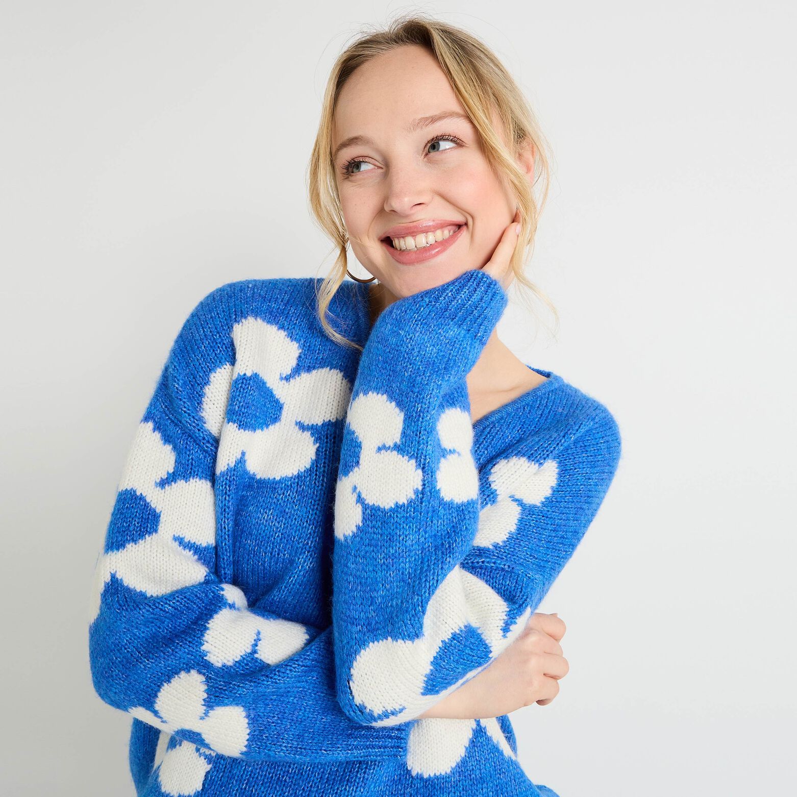Pull col V femme
