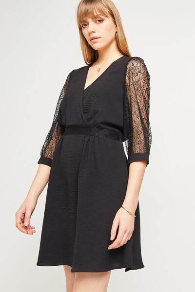 Robe manches dentelles femme