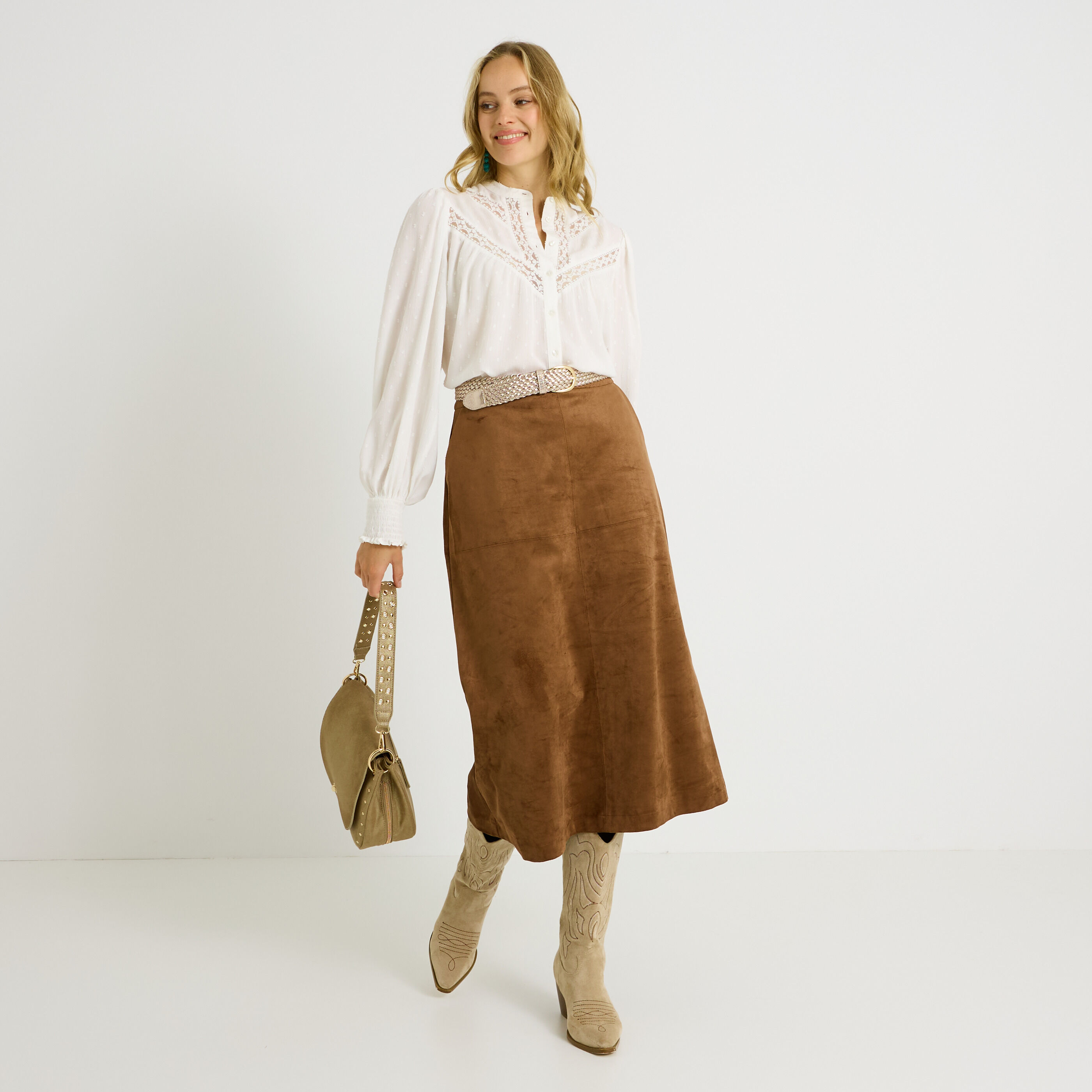 Chemise plumetis col rond femme