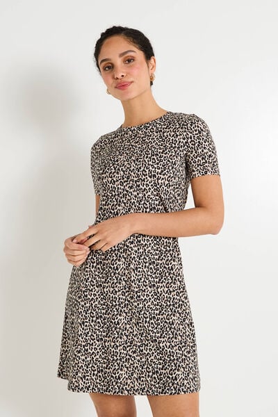 Robe courte imprimé léopard femme