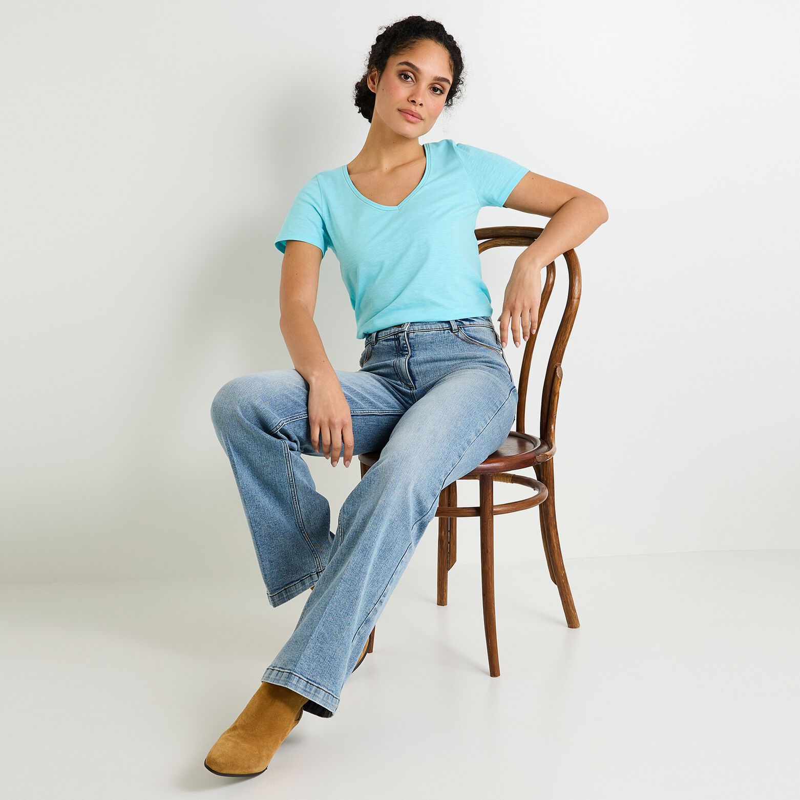 T-shirt col V femme