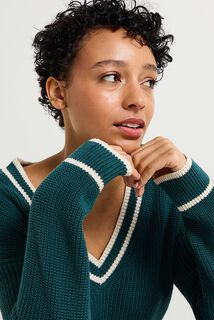 Pull col V femme