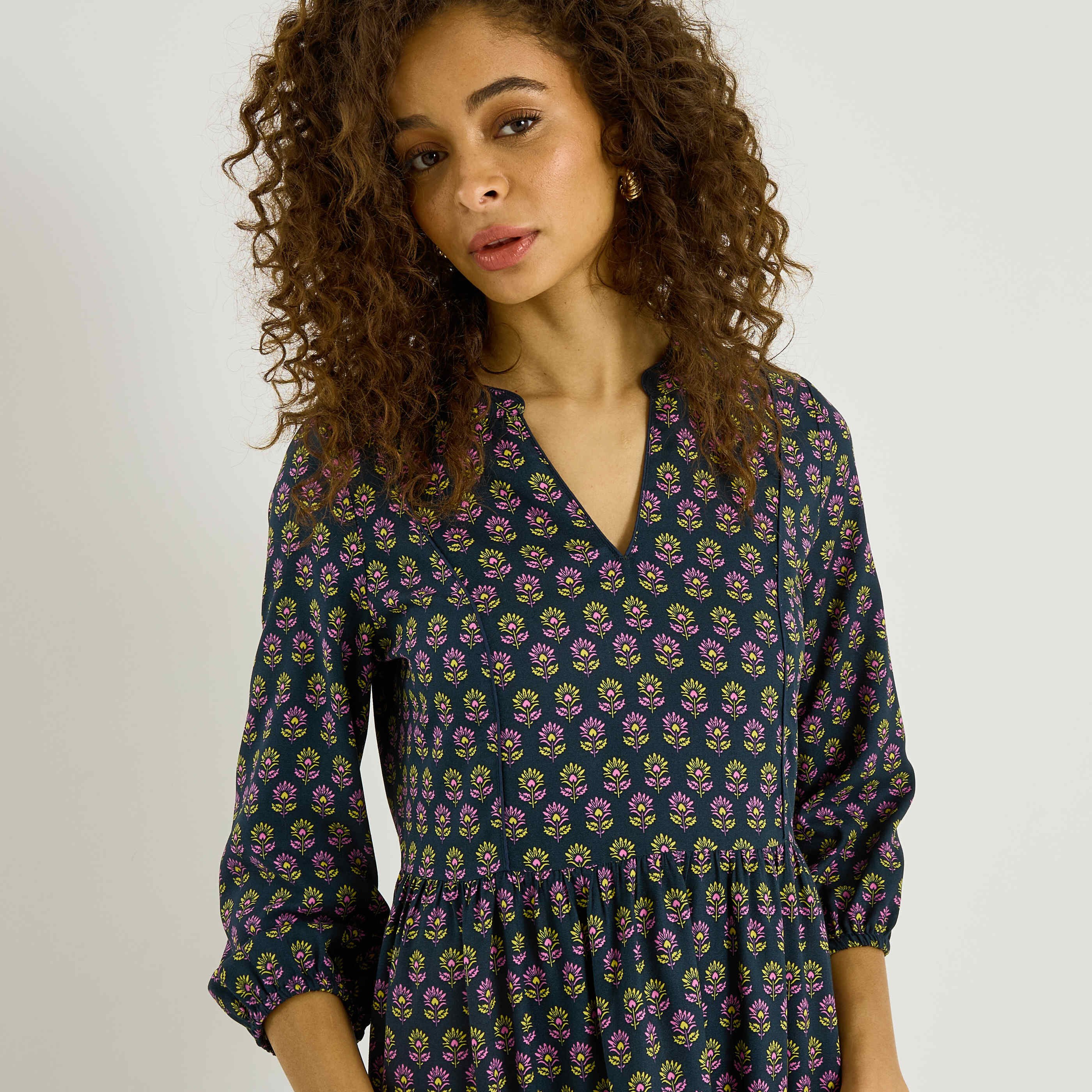 Robe longue imprim&eacute; fleuri 