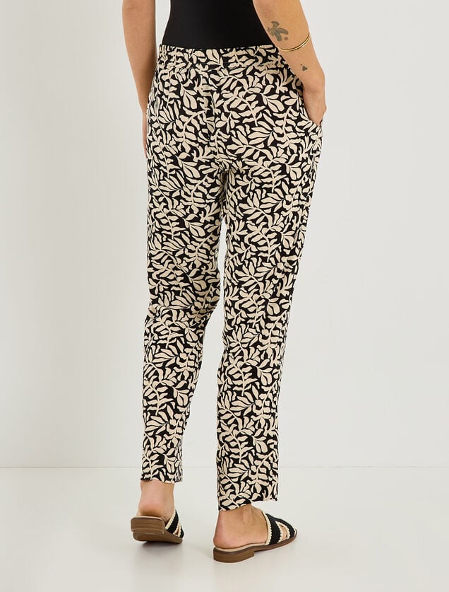Pantalon fluide imprim&eacute; v&eacute;g&eacute;tal femme