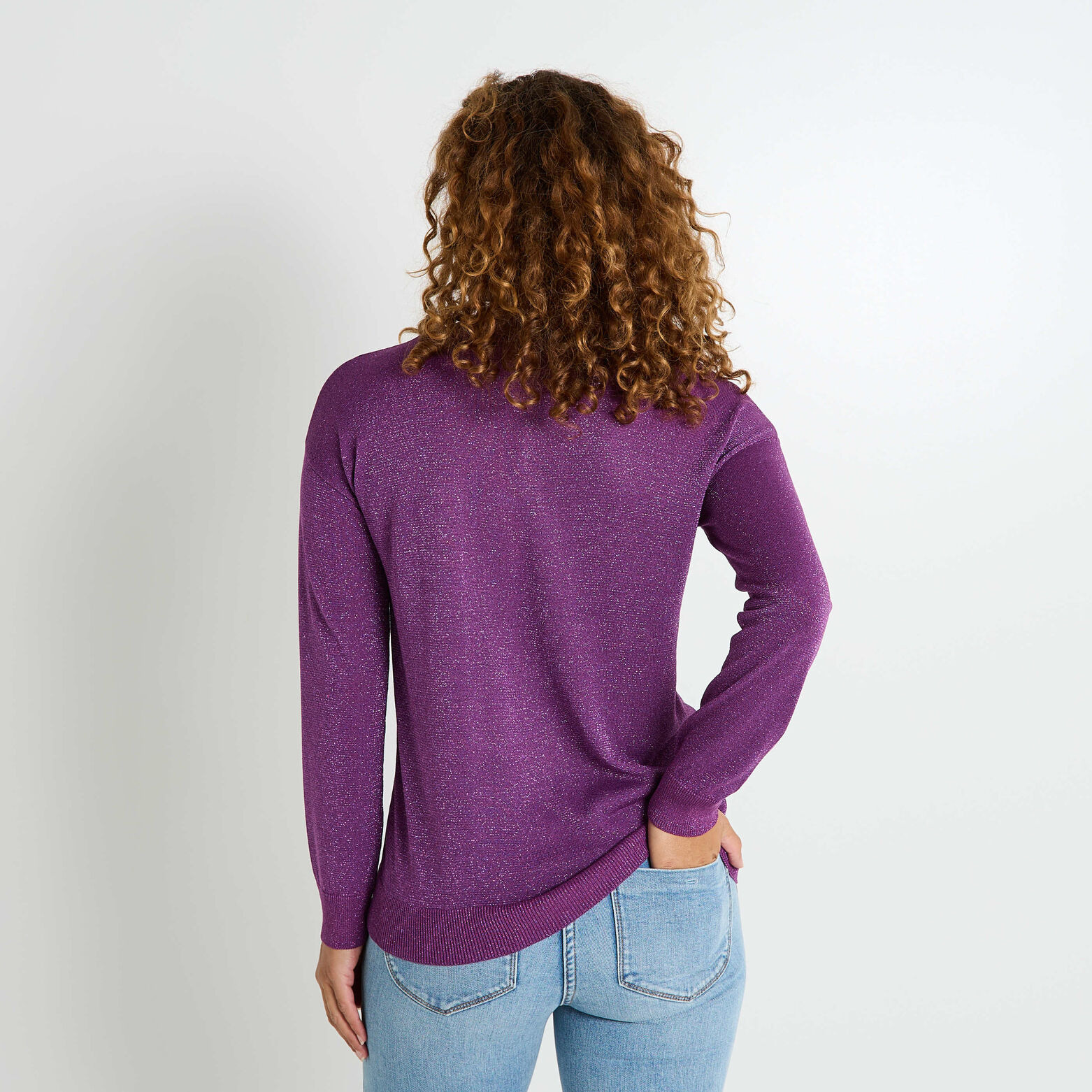Pull brillant à manches longues femme