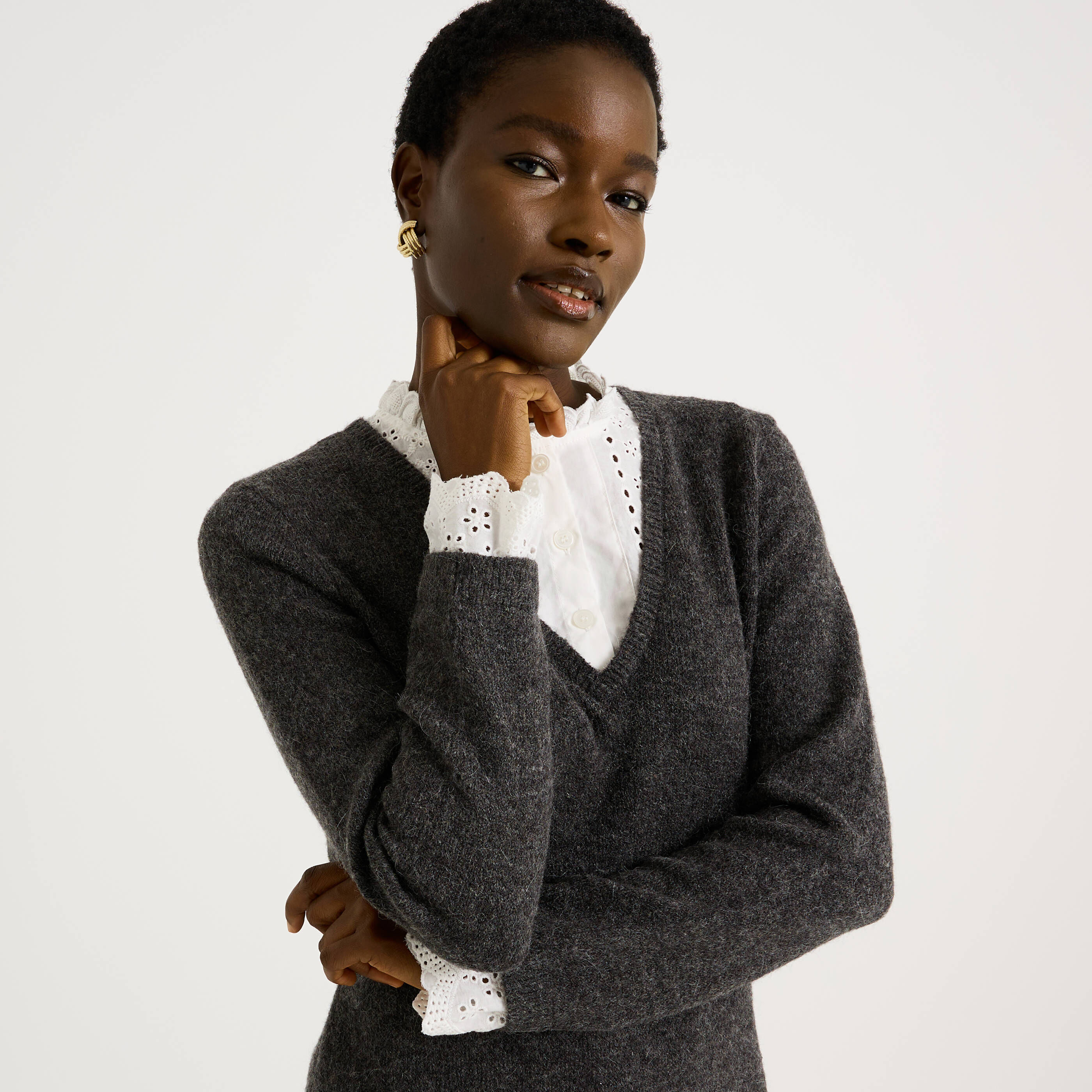 Robe pull bi-mati&egrave;re longueur genou