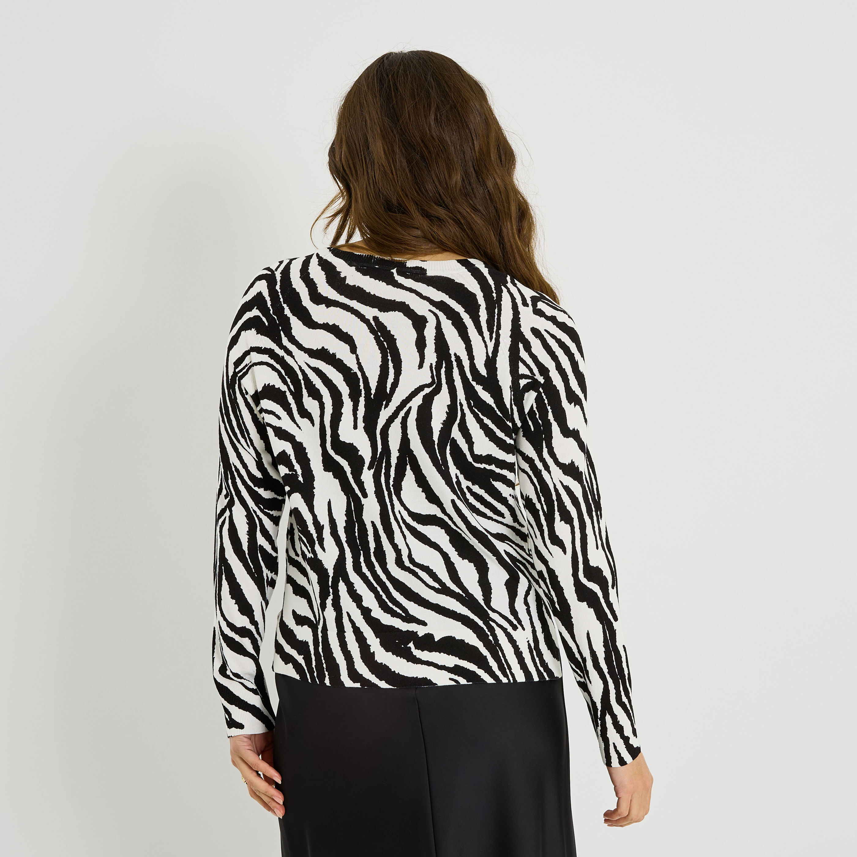 Pull col rond imprim&eacute; animal femme