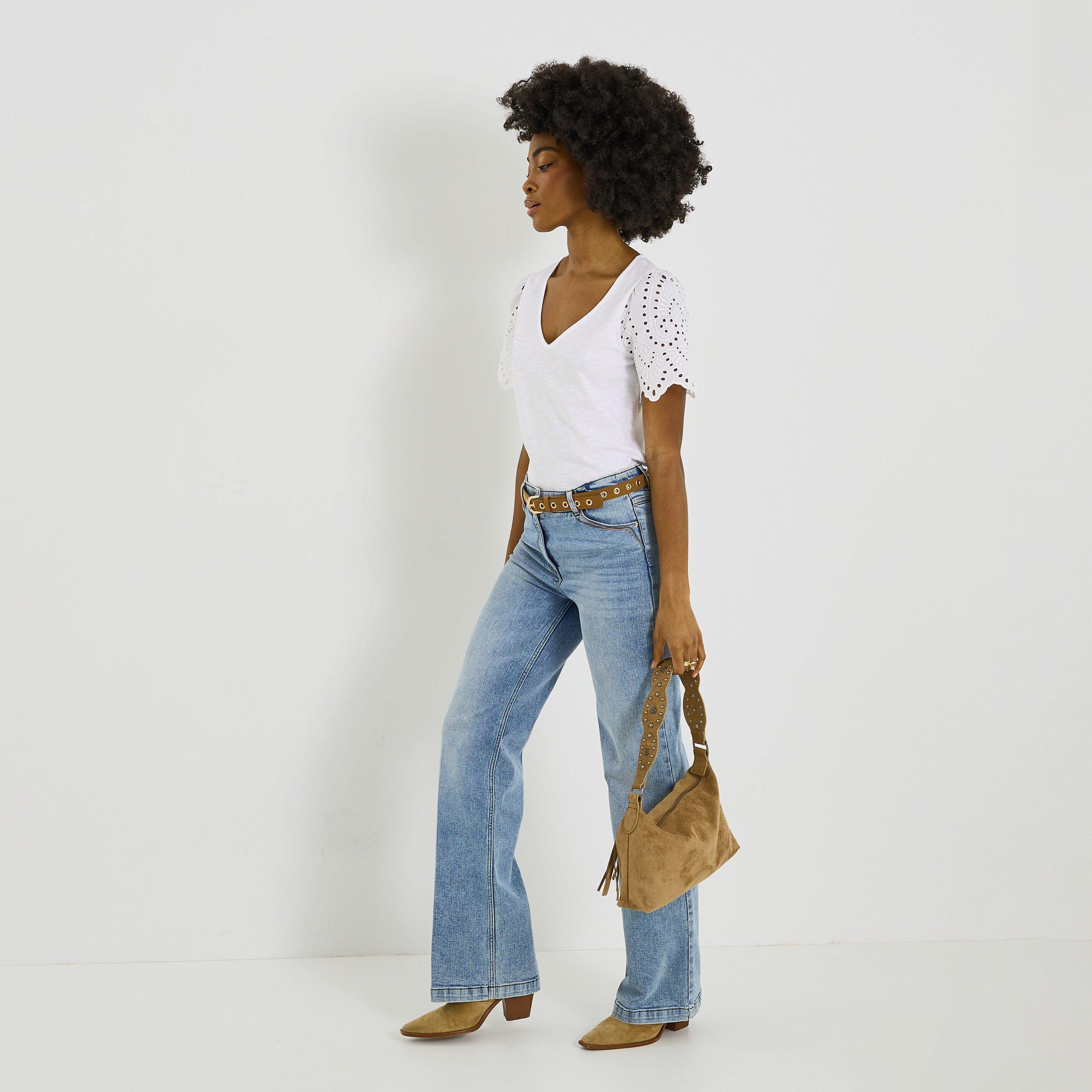 T-shirt manches volant&eacute;es femme