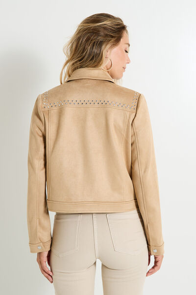 Blouson en suédine avec clous femme