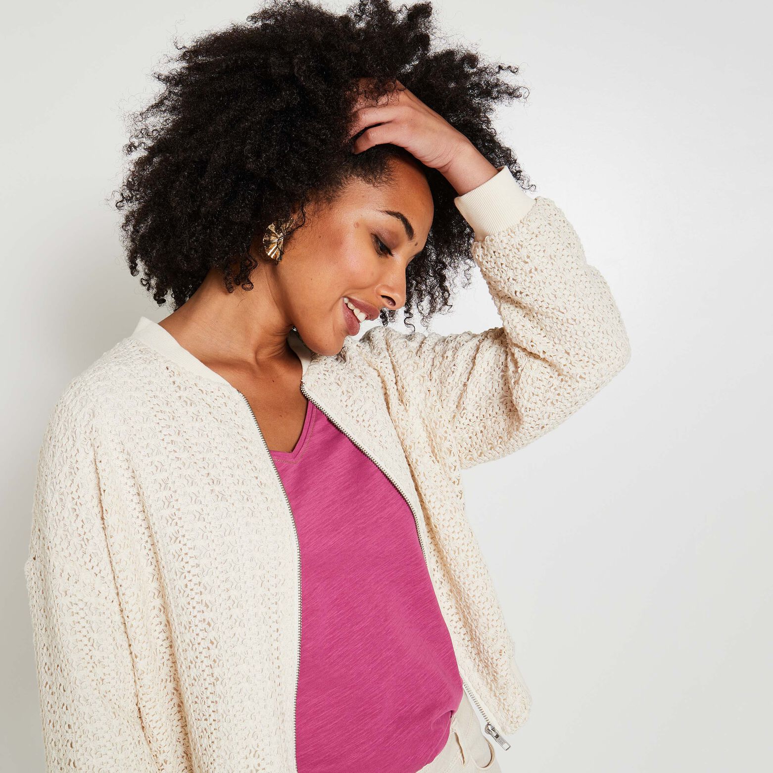 Veste bomber crochet femme