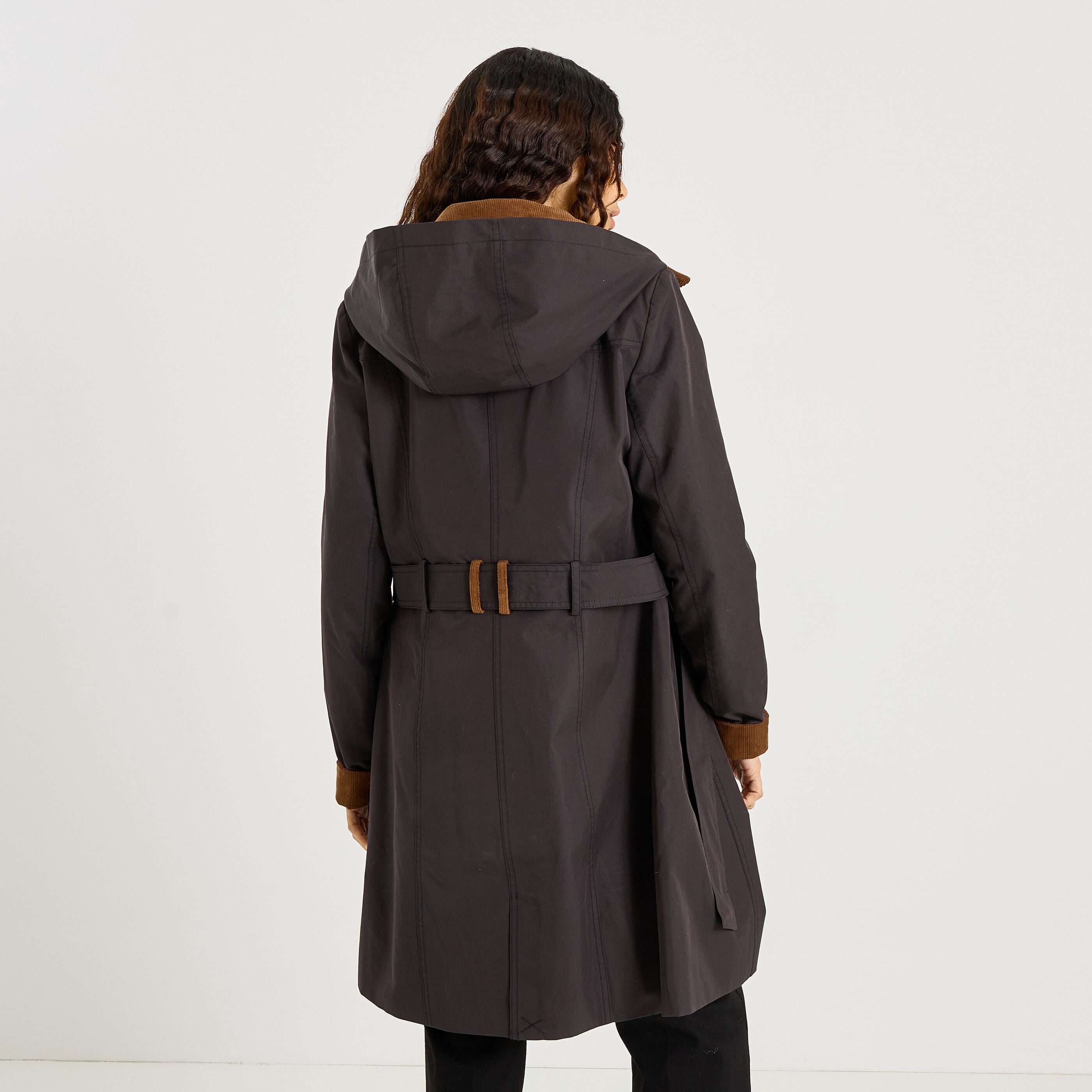 Trench long &agrave; capuche amovible femme