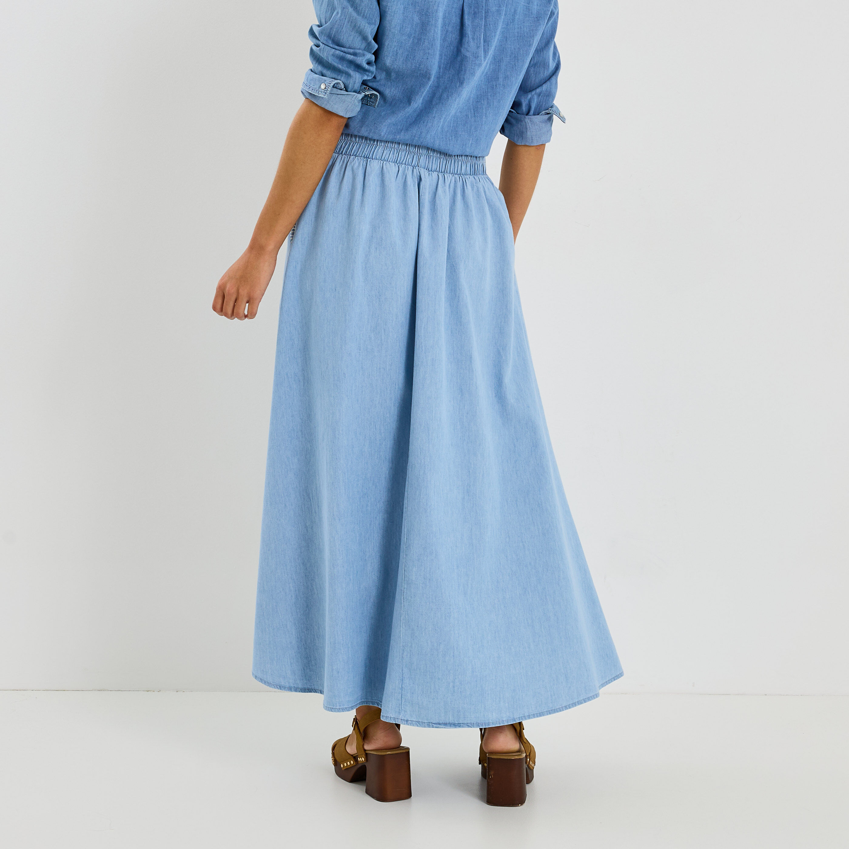 Jupe longue fluide &eacute;vas&eacute;e