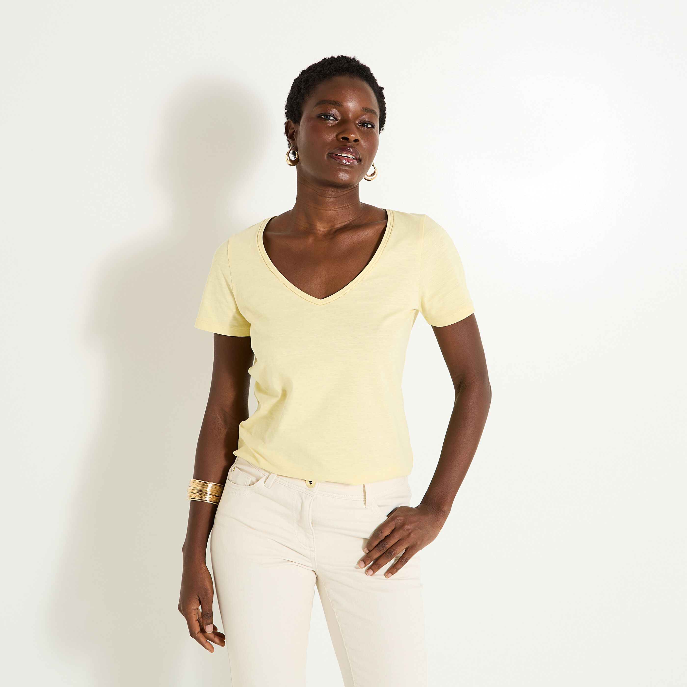 T-shirt col V femme