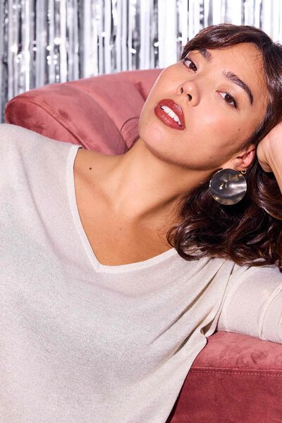 Pull col V femme