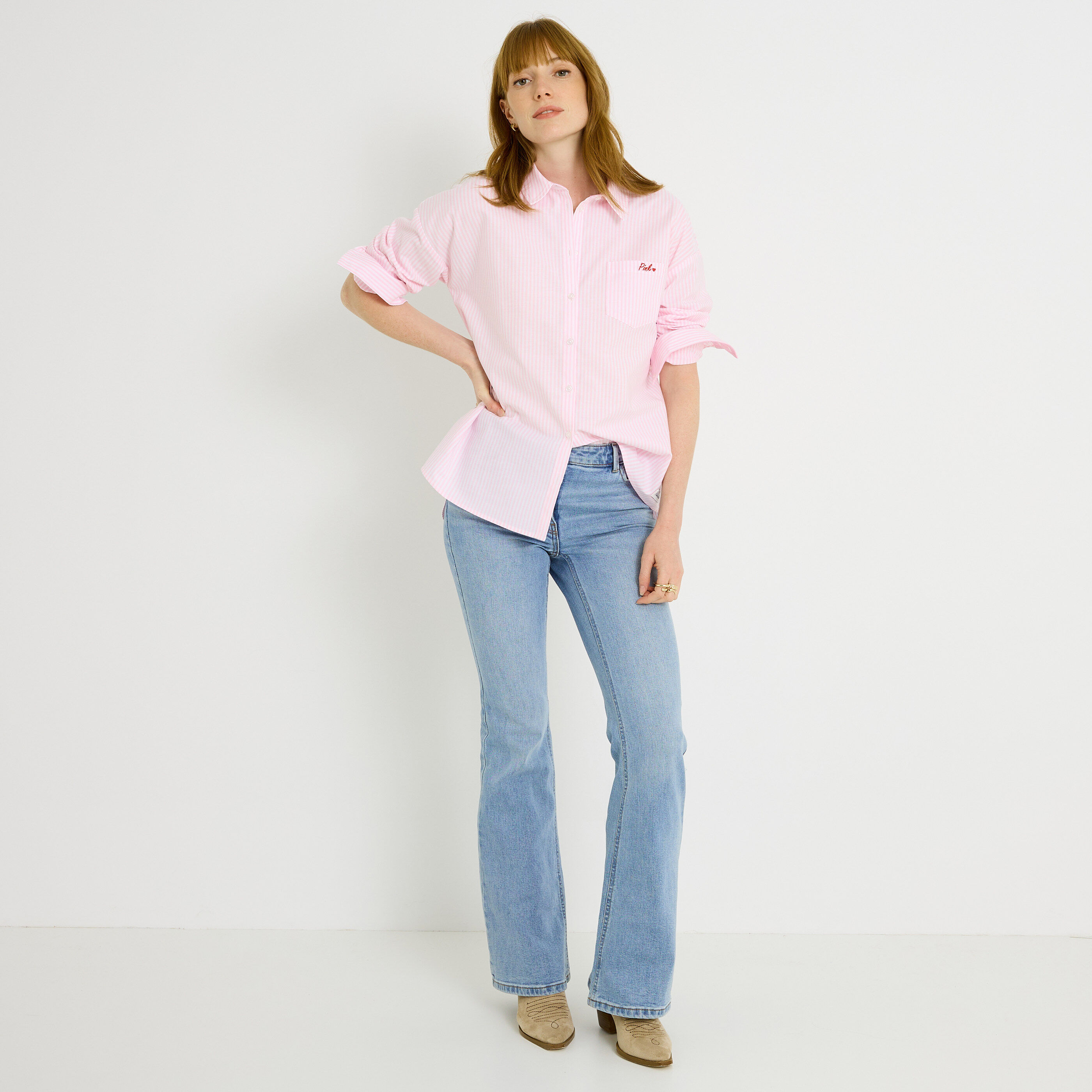 Chemise oversize ray&eacute;e femme