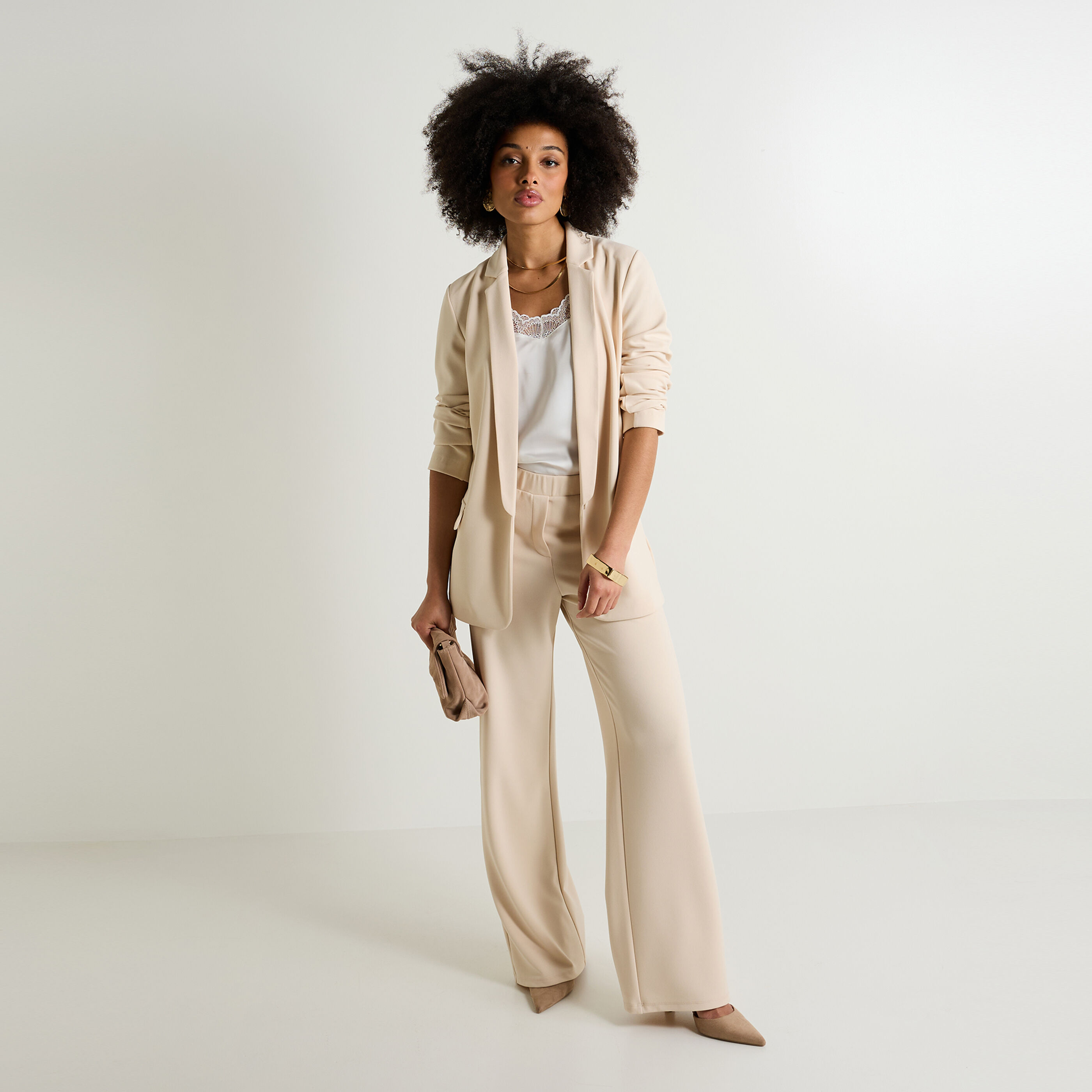 Pantalon large en maille femme