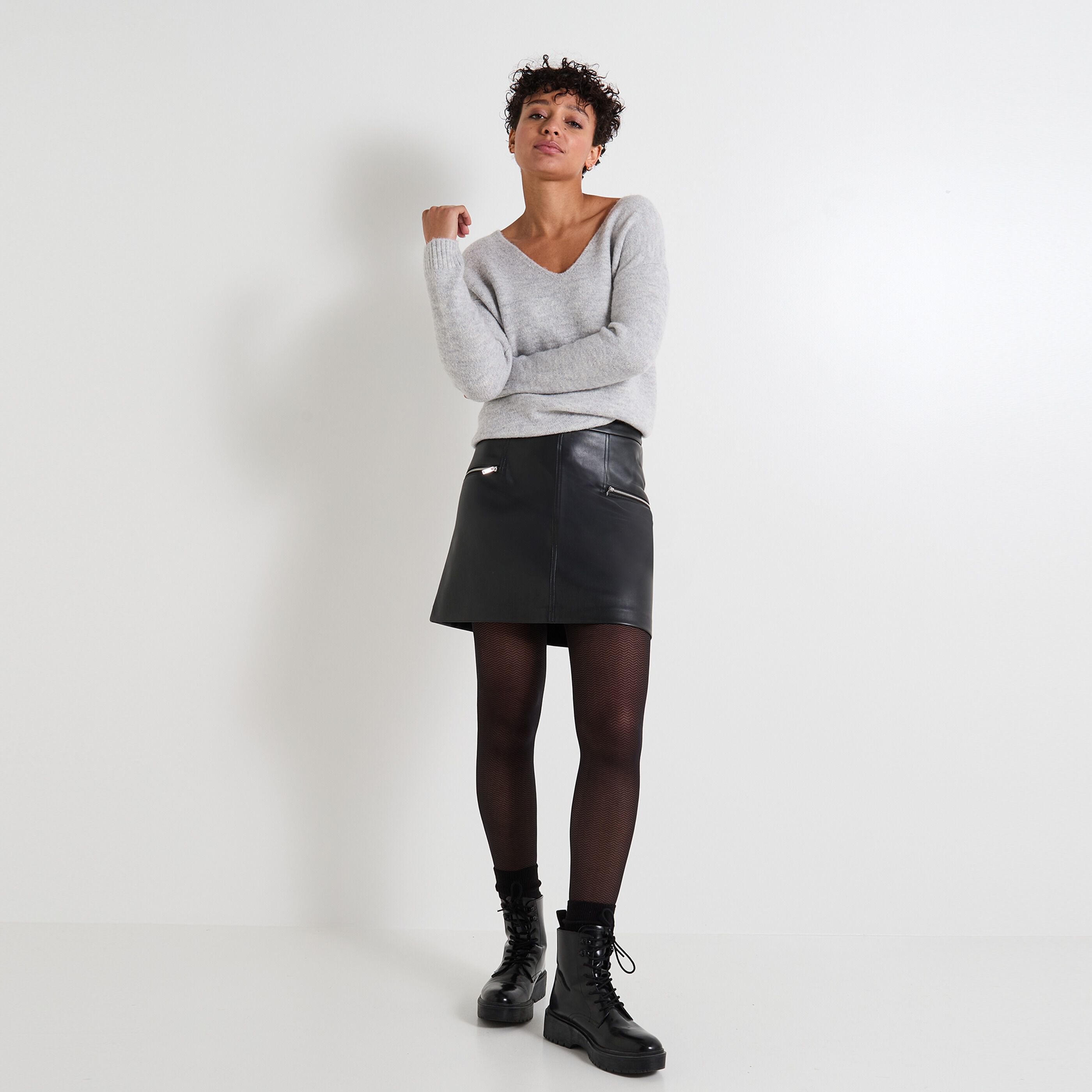 Jupe simili femme NOIR Graindemalice