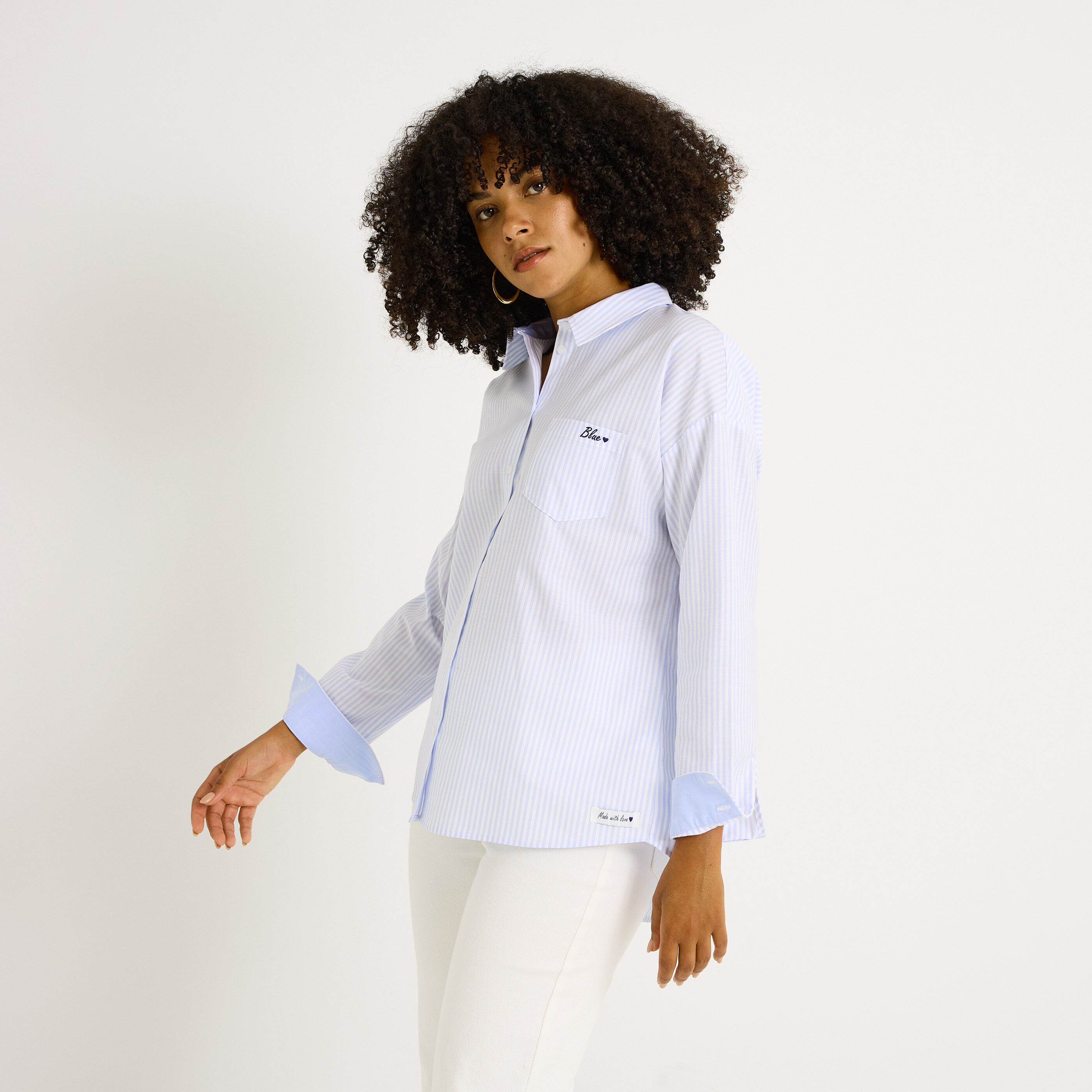 Chemise oversize ray&eacute;e femme