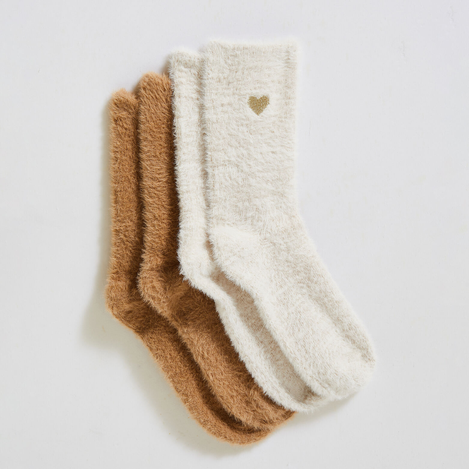 Lot de 2 paires de chaussettes fluffy