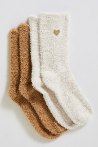 Lot de 2 paires de chaussettes fluffy
