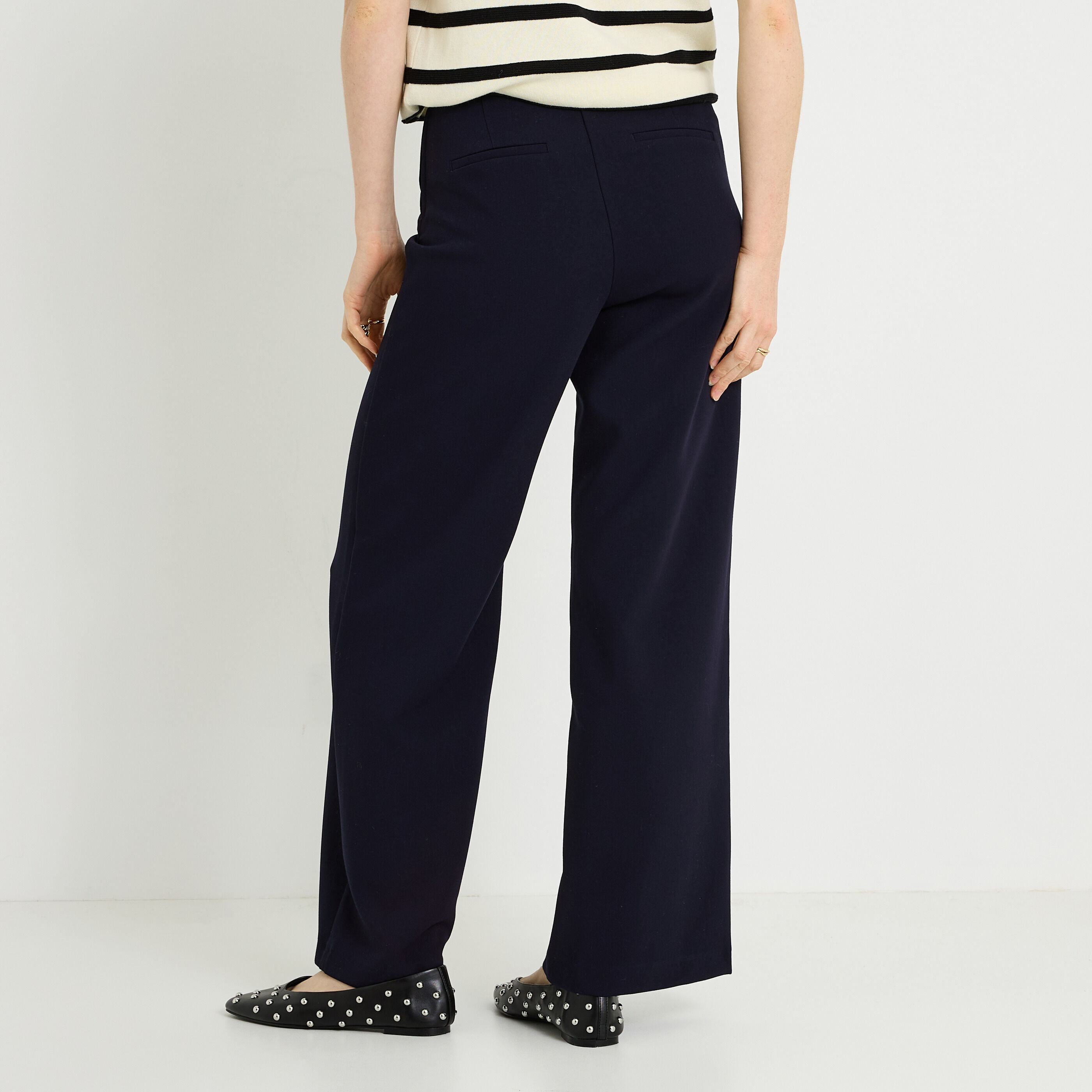Pantalon large &agrave; pont femme