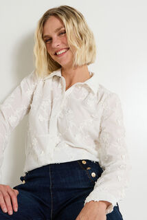 Chemise broderies florales femme