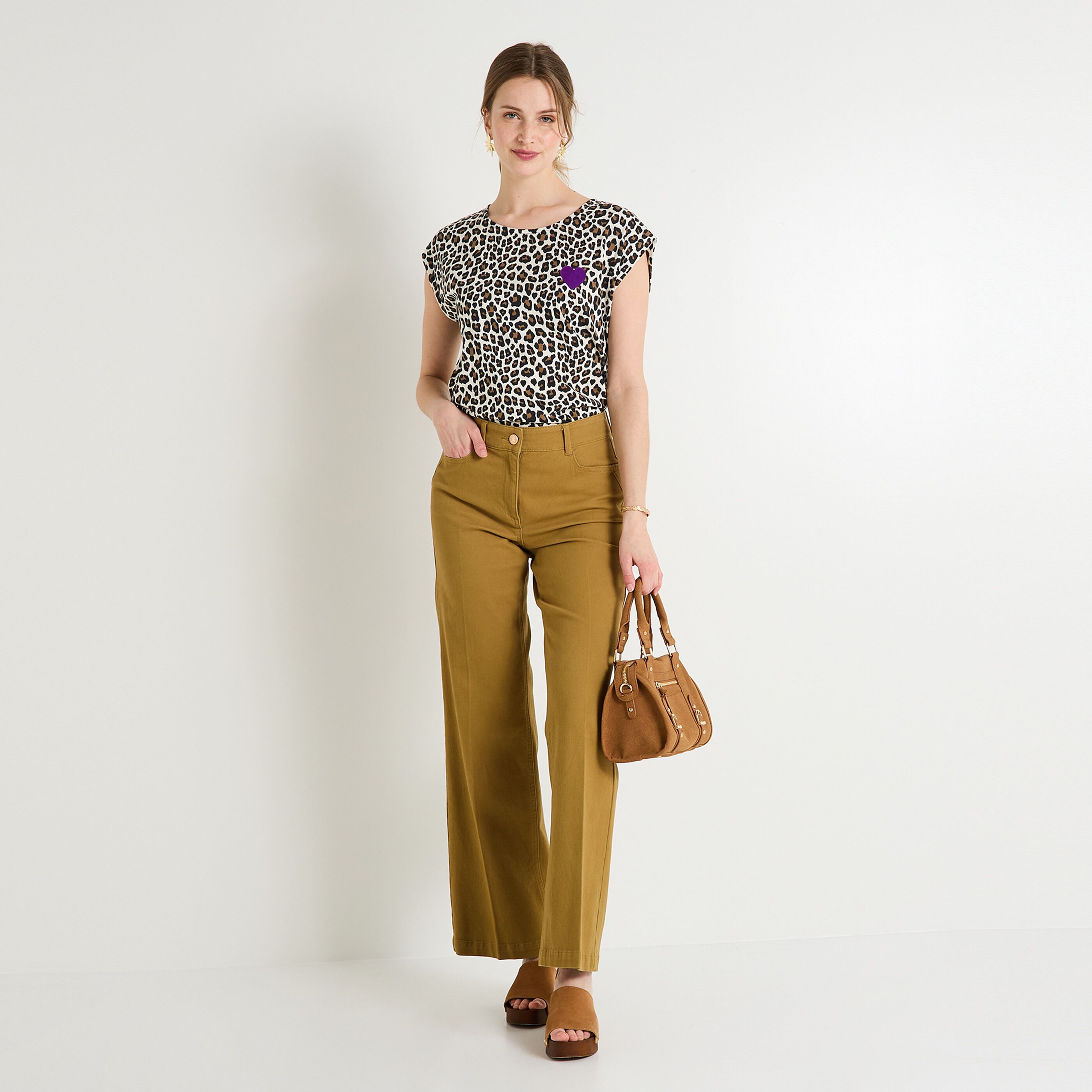 T-shirt imprim&eacute; l&eacute;opard femme