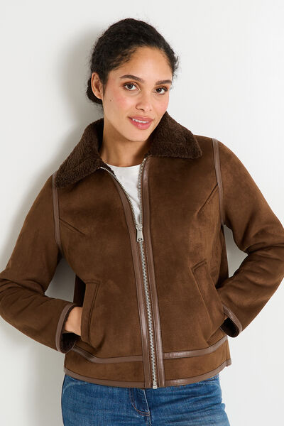 Blouson effet peau lainée femme