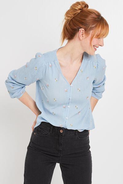 Chemise fluide à broderie femme