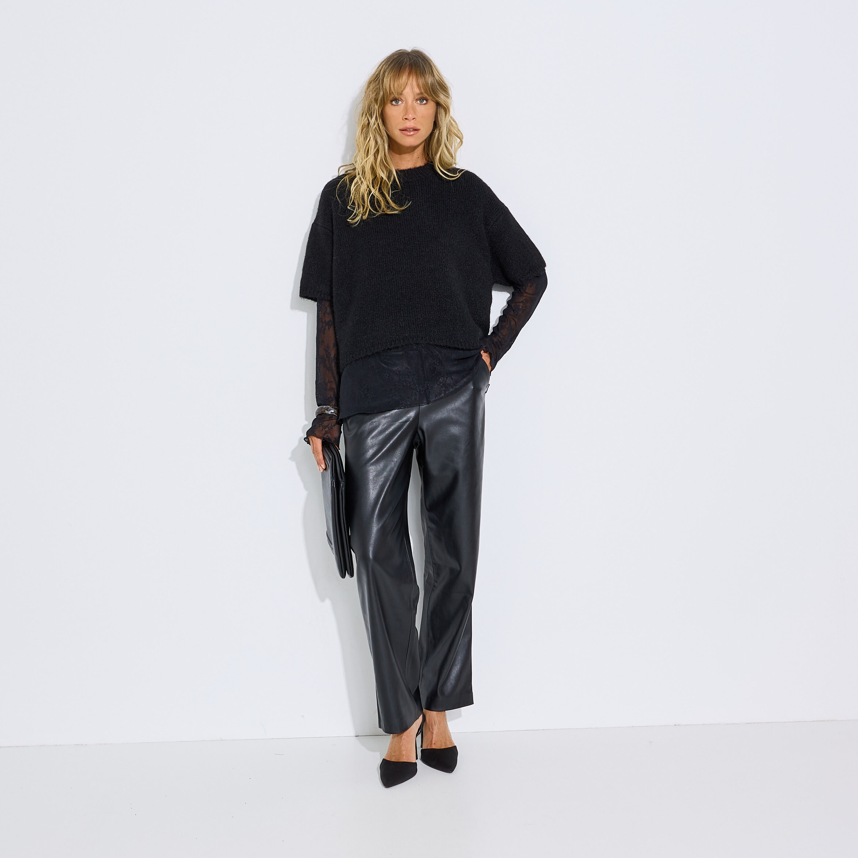 Pantalon droit fluide femme